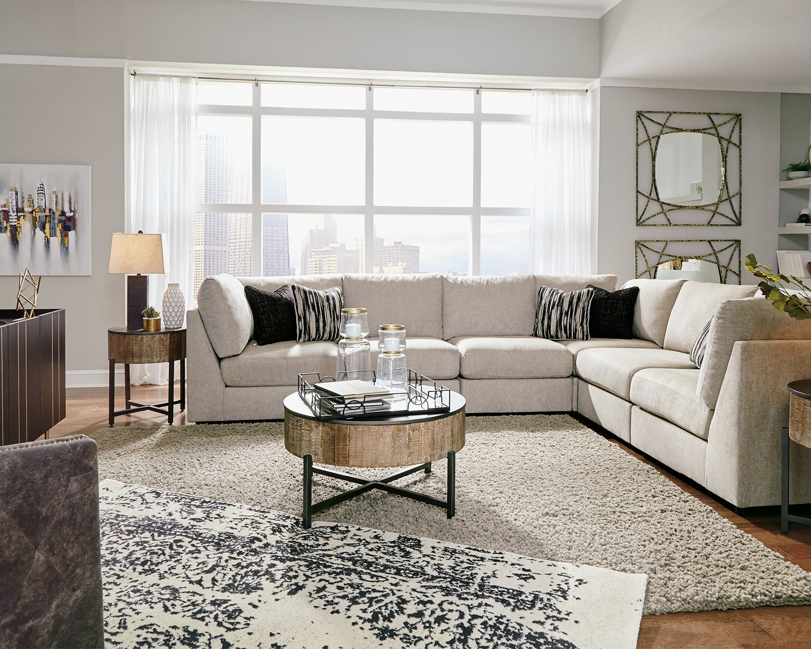 Elite Furniture Outlet - Ashley Furniture - Kellway Sectional - 6-Piece Sectional / Bisque - 98707S3