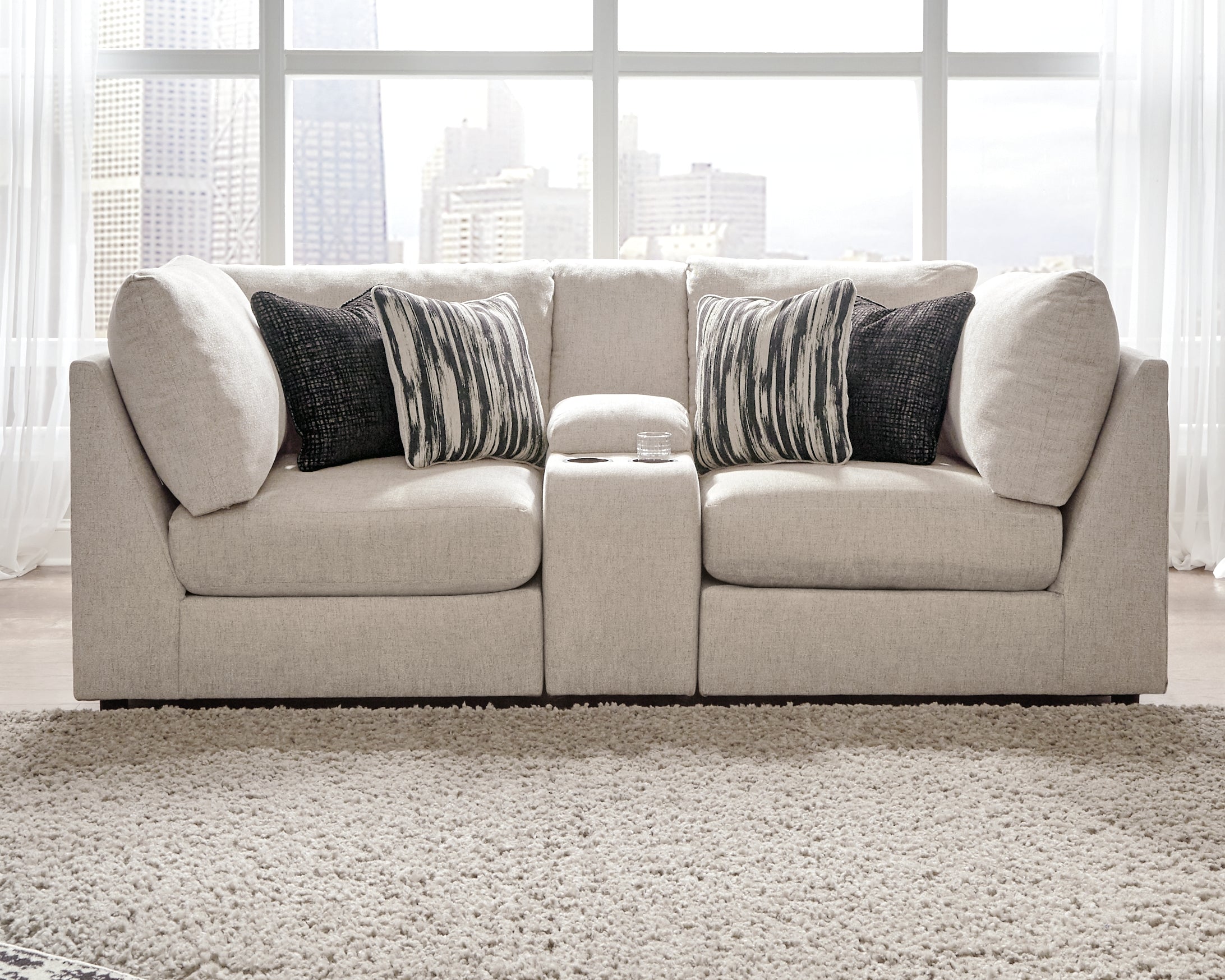 Elite Furniture Outlet - Ashley Furniture - Kellway Sectional - 3-Piece Sectional Loveseat / Bisque - 98707S8