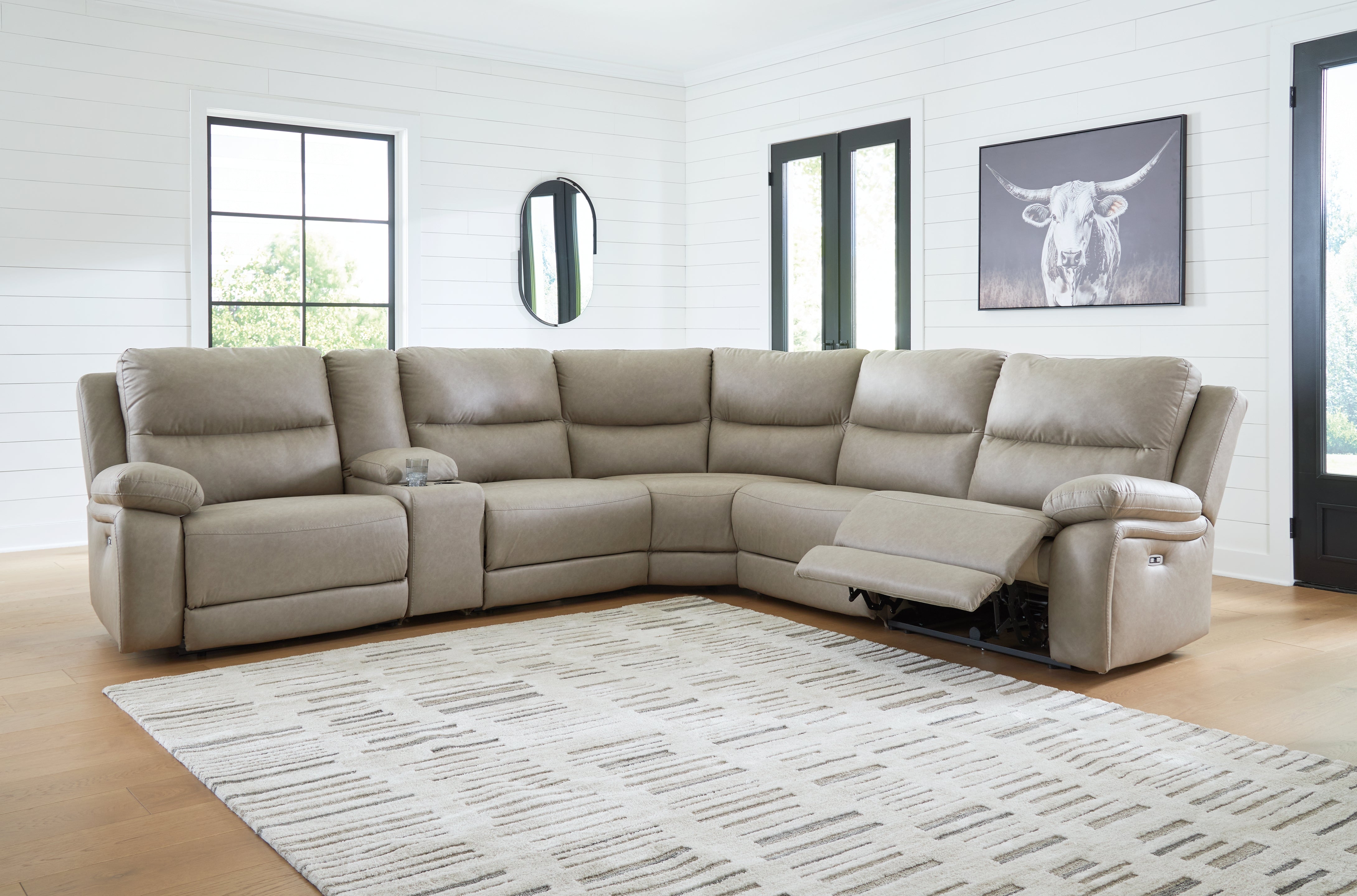 Elite Furniture Outlet - Ashley Furniture - Narwhal Place Sectional - 6-Piece Power Reclining Sectional / Pebble - PC99201S10