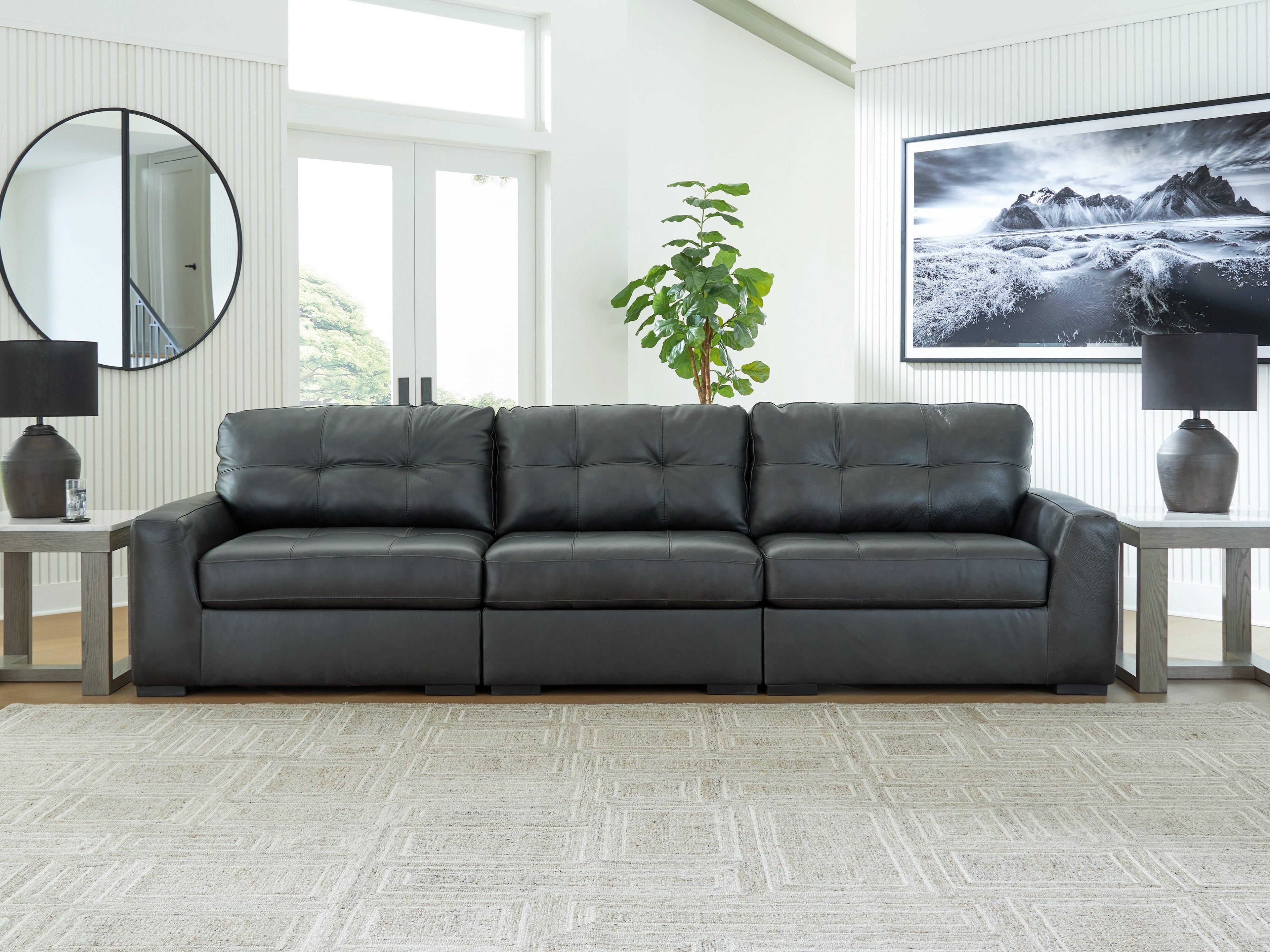 Elite Furniture Outlet - Ashley Furniture - Brindley Pier Sectional - RAF 3-Piece Sectional Sofa / Fog - 99503S2