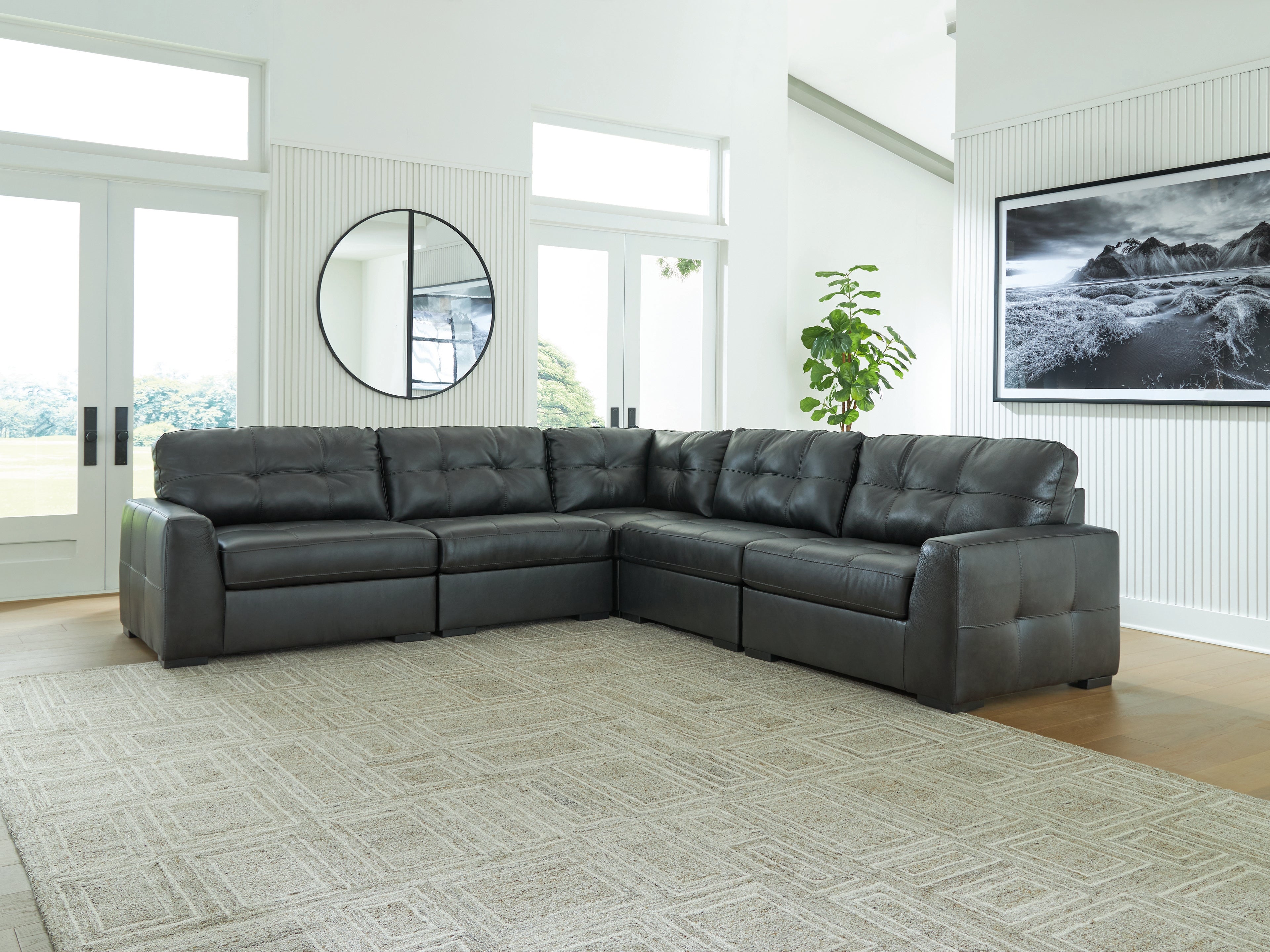 Elite Furniture Outlet - Ashley Furniture - Brindley Pier Sectional - RAF 5-Piece Sectional / Fog - 99503S3