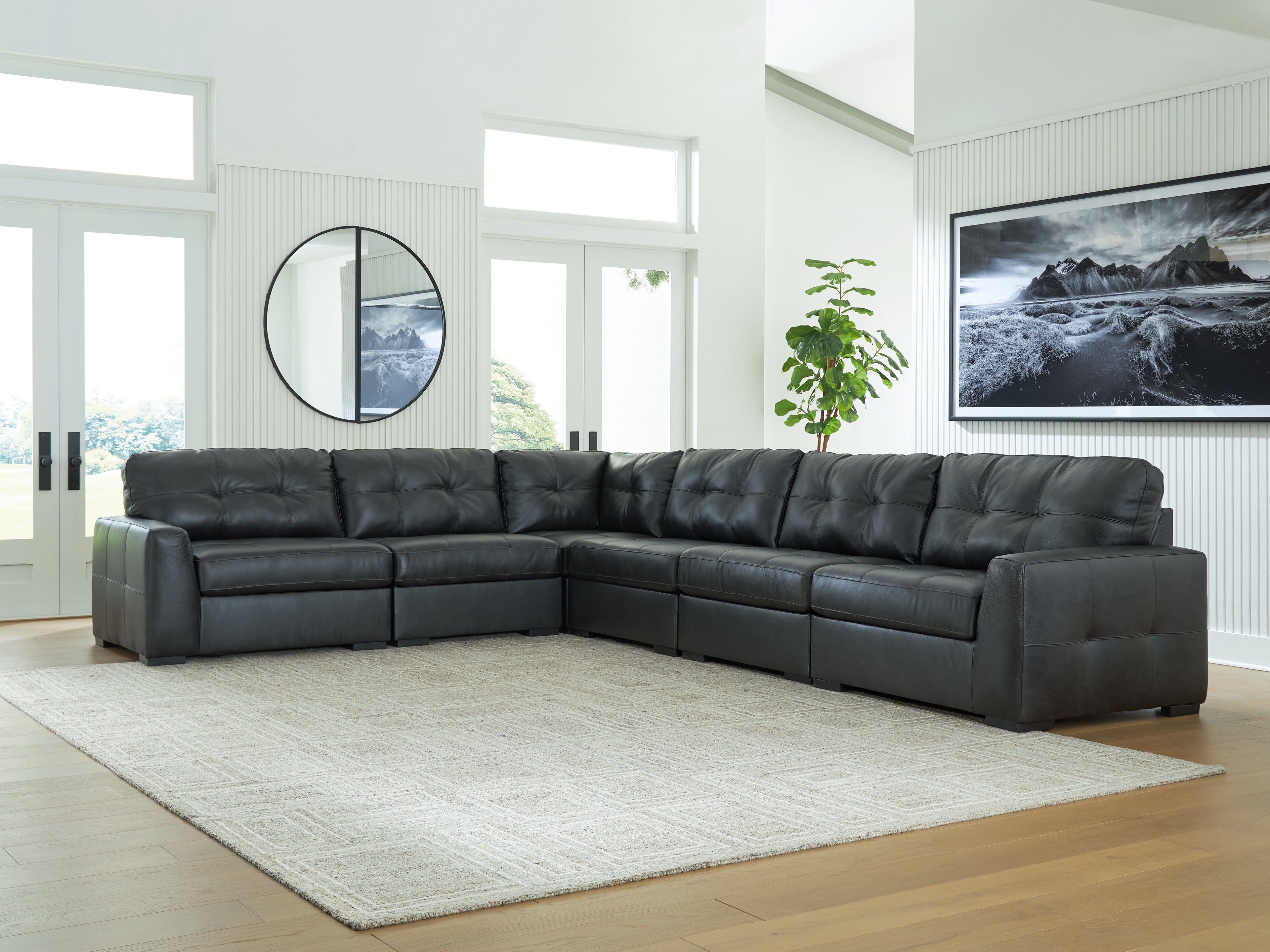 Elite Furniture Outlet - Ashley Furniture - Brindley Pier Sectional - RAF 6-Piece Sectional / Fog - 99503S5