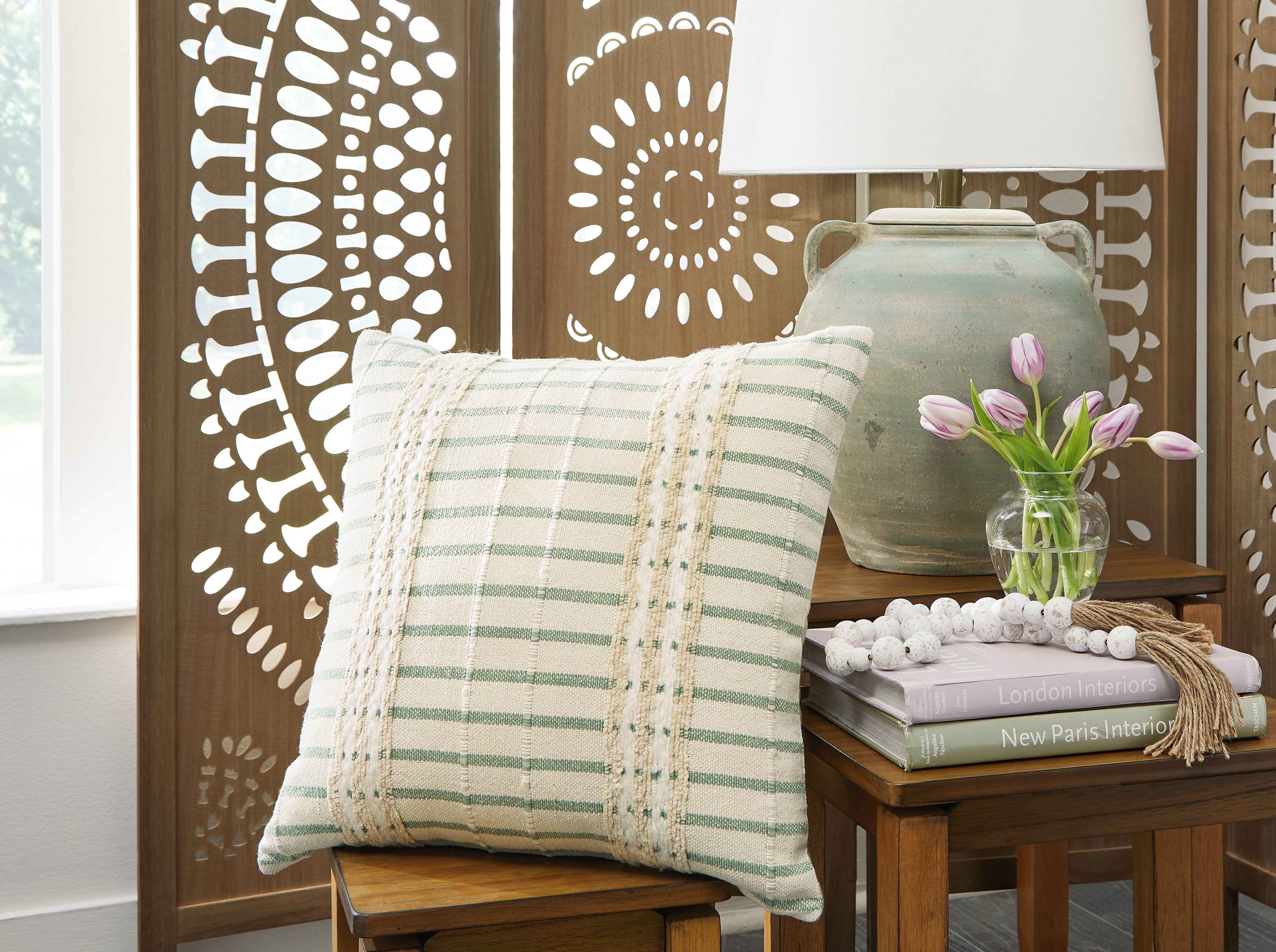 Elite Furniture Outlet - Ashley Furniture - Rowton Pillows - Pillow / White/Green - A1001072P