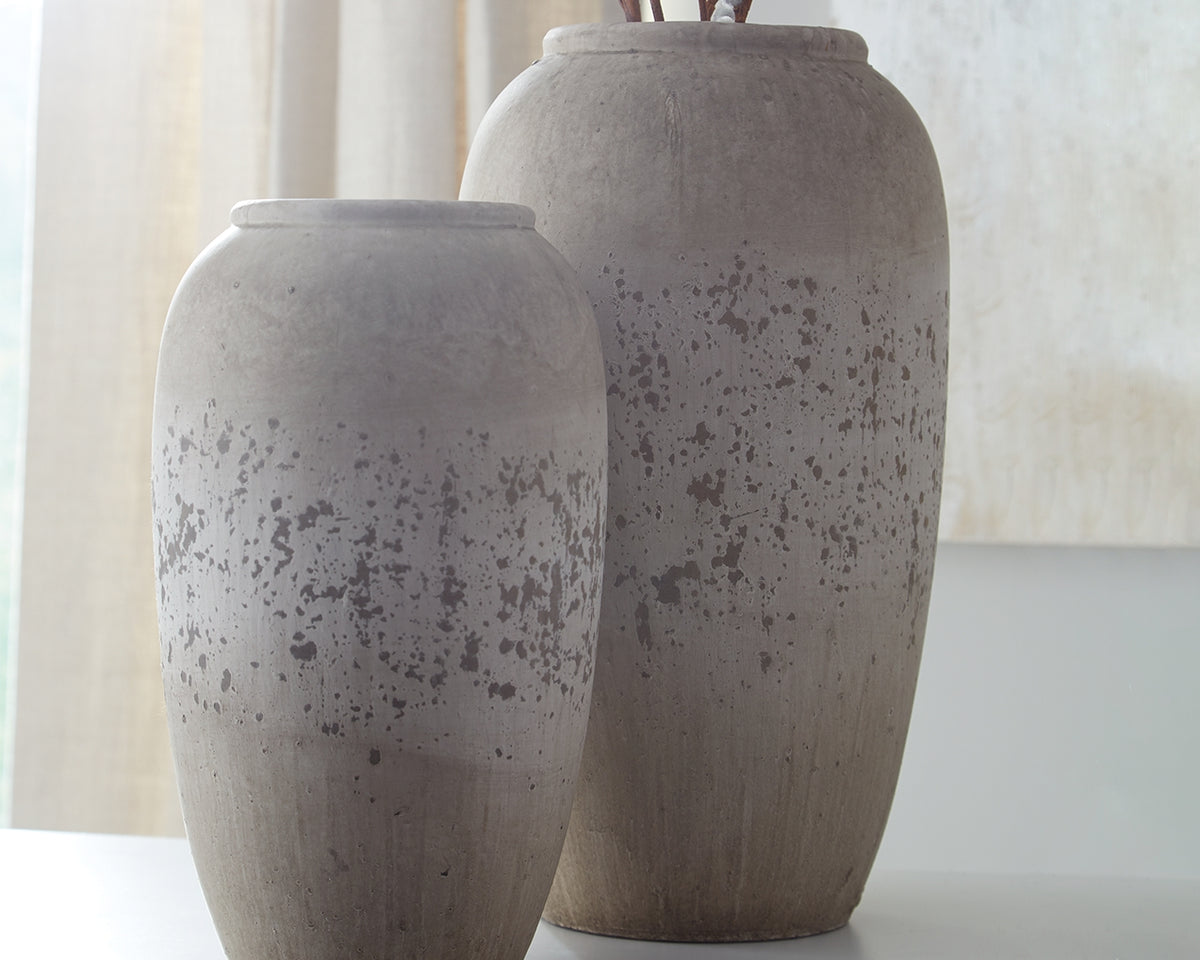 Elite Furniture Outlet - Ashley Furniture - Dimitra Vase - Vase Set (Set of 2) / Brown/Cream - A2000110