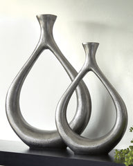 Elite Furniture Outlet - Ashley Furniture - Dimaia Vase - Vase (Set of 2) (2/CS) / Antique Silver Finish - A2000348
