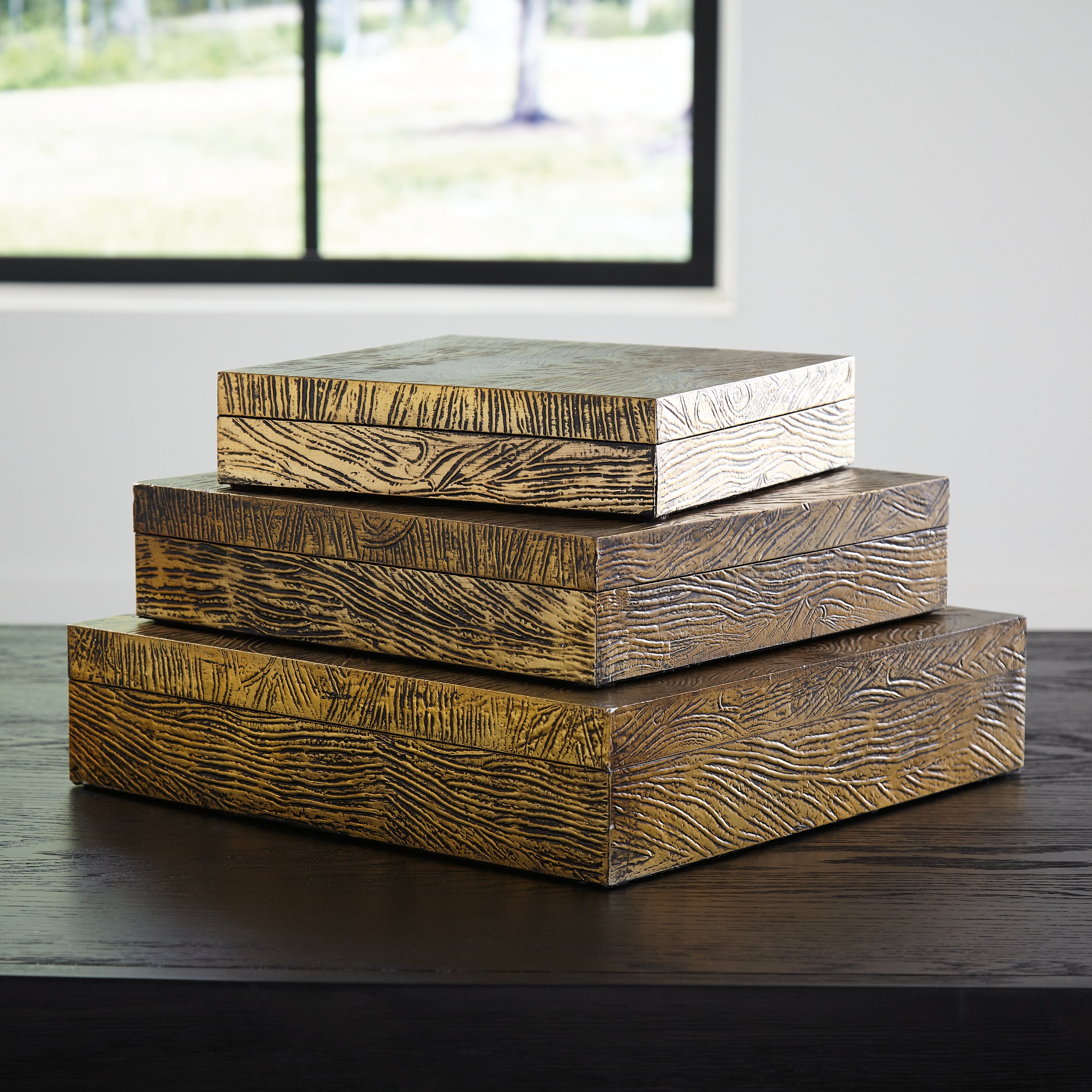 Elite Furniture Outlet - Ashley Furniture - Keldy Box (Set of 3) - Box Set (3/CN) / Antique Brass Finish - A2000490