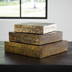 Elite Furniture Outlet - Ashley Furniture - Keldy Box (Set of 3) - Box Set (3/CN) / Antique Brass Finish - A2000490