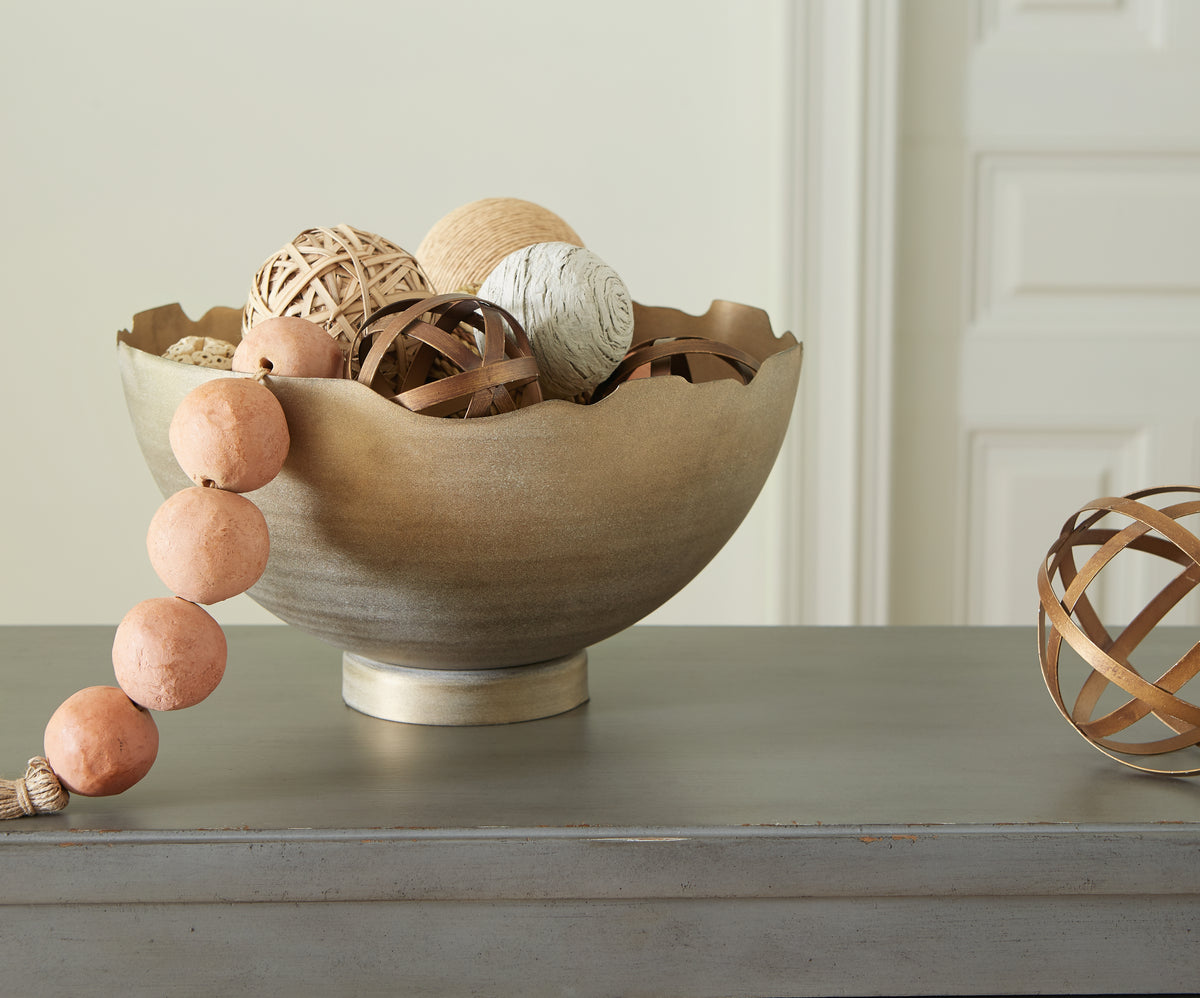 Elite Furniture Outlet - Ashley Furniture - Maura Bowl - Bowl / Antique Gold Finish - A2000594