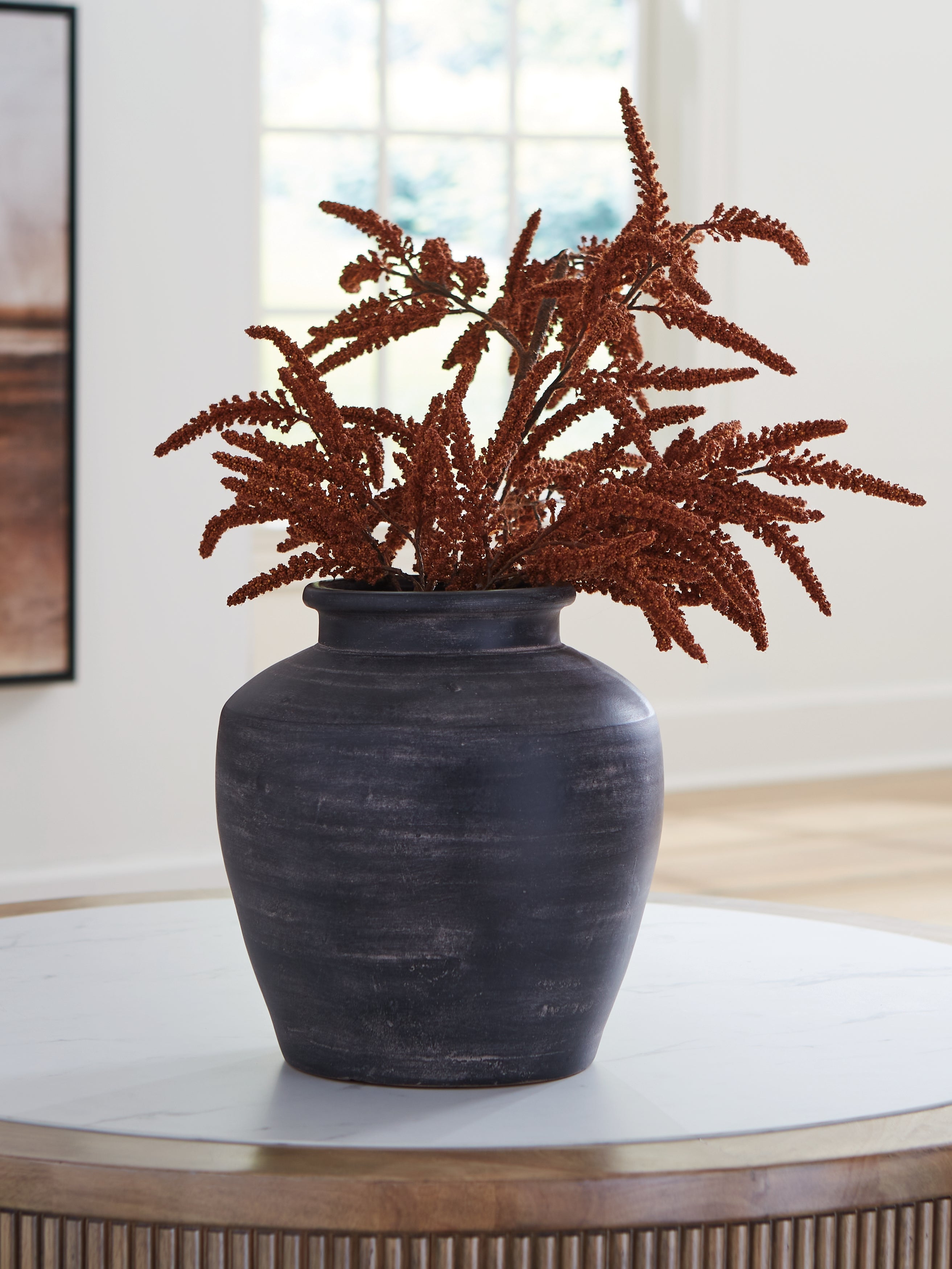 Elite Furniture Outlet - Ashley Furniture - Meadie Vase - Vase / Distressed Black - A2000791