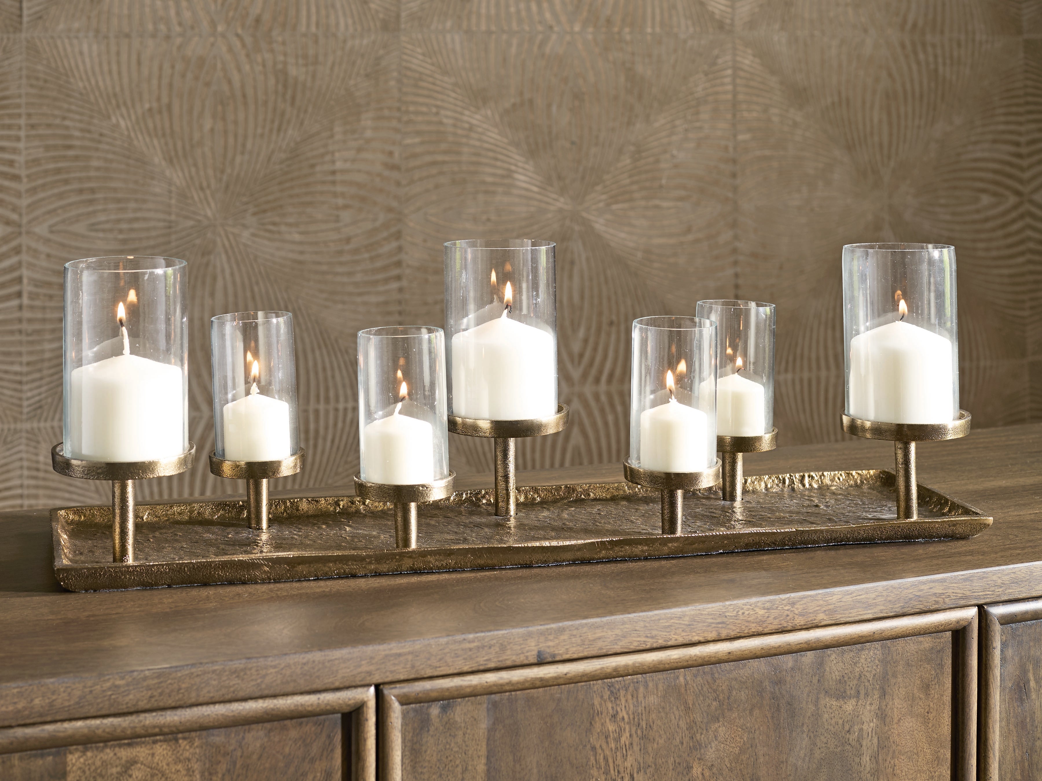 Elite Furniture Outlet - Ashley Furniture - Wallmond Candle Holder - Candle Holder / Antique Brass Finish - A2000820