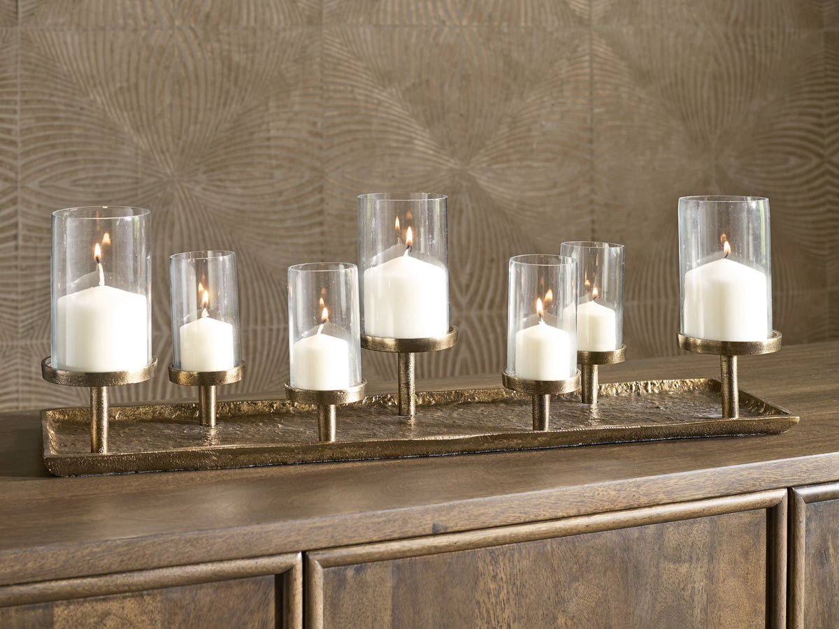 Elite Furniture Outlet - Ashley Furniture - Wallmond Candle Holder - Candle Holder / Antique Brass Finish - A2000820