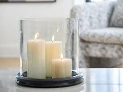 Elite Furniture Outlet - Ashley Furniture - Saskia Candle Holder - Candle Holder / Clear/Black - A2000846