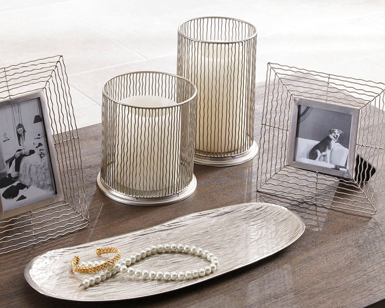 Elite Furniture Outlet - Ashley Furniture - Dympna Accessory Set (Set of 5) - Accessory Set (5/CN) / Silver Finish - A2C00115