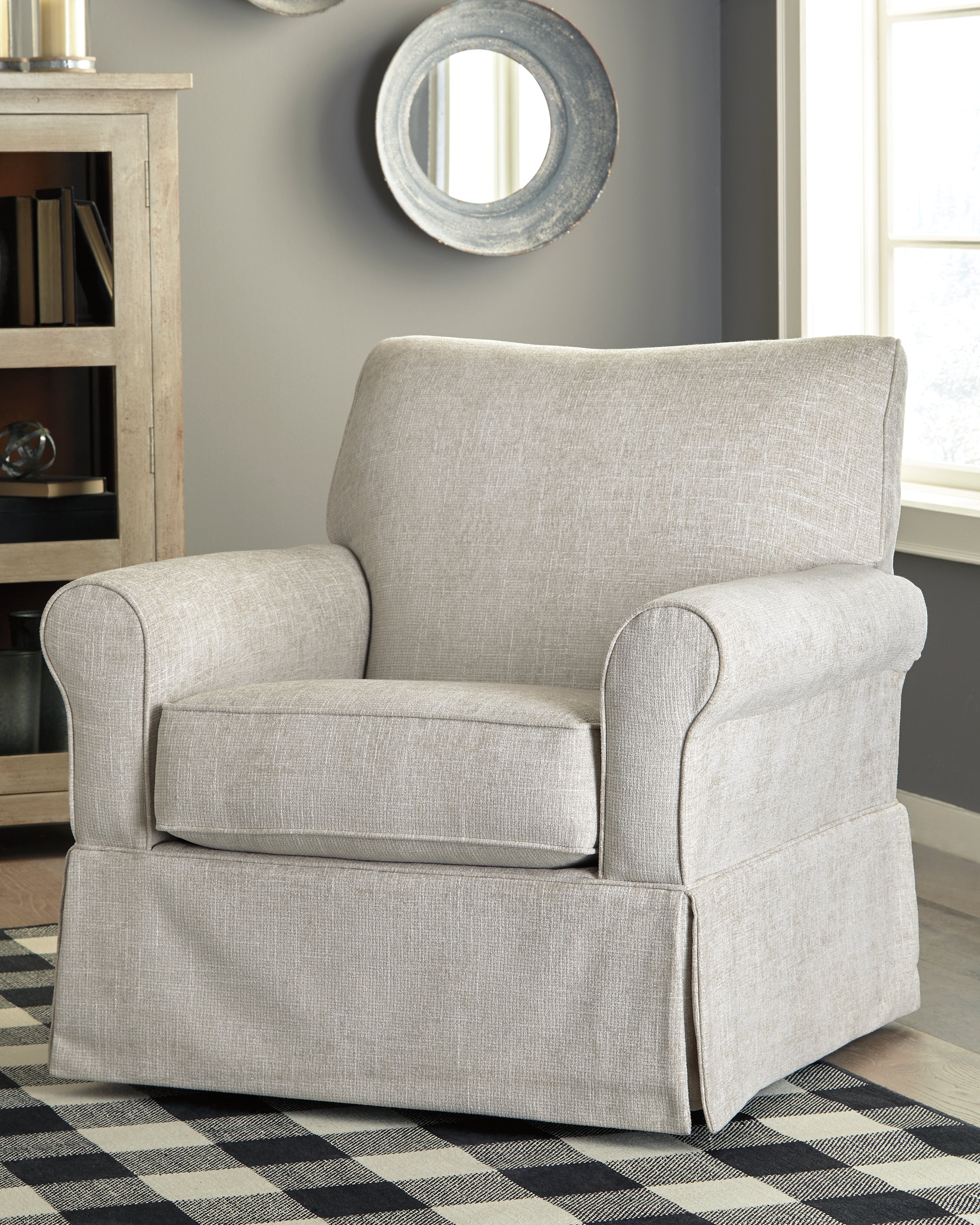 Elite Furniture Outlet - Ashley Furniture - Searcy Accent Chair - Swivel Glider Accent Chair / Quartz - A3000006