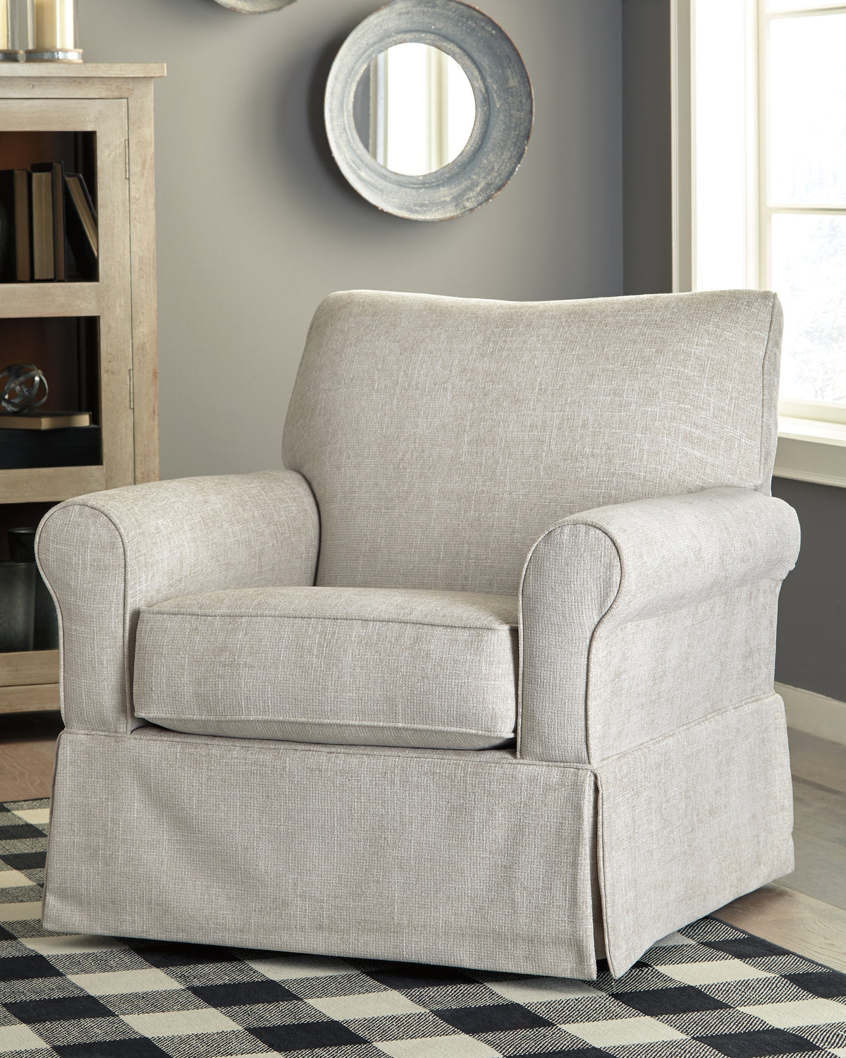 Elite Furniture Outlet - Ashley Furniture - Searcy Accent Chair - Swivel Glider Accent Chair / Quartz - A3000006