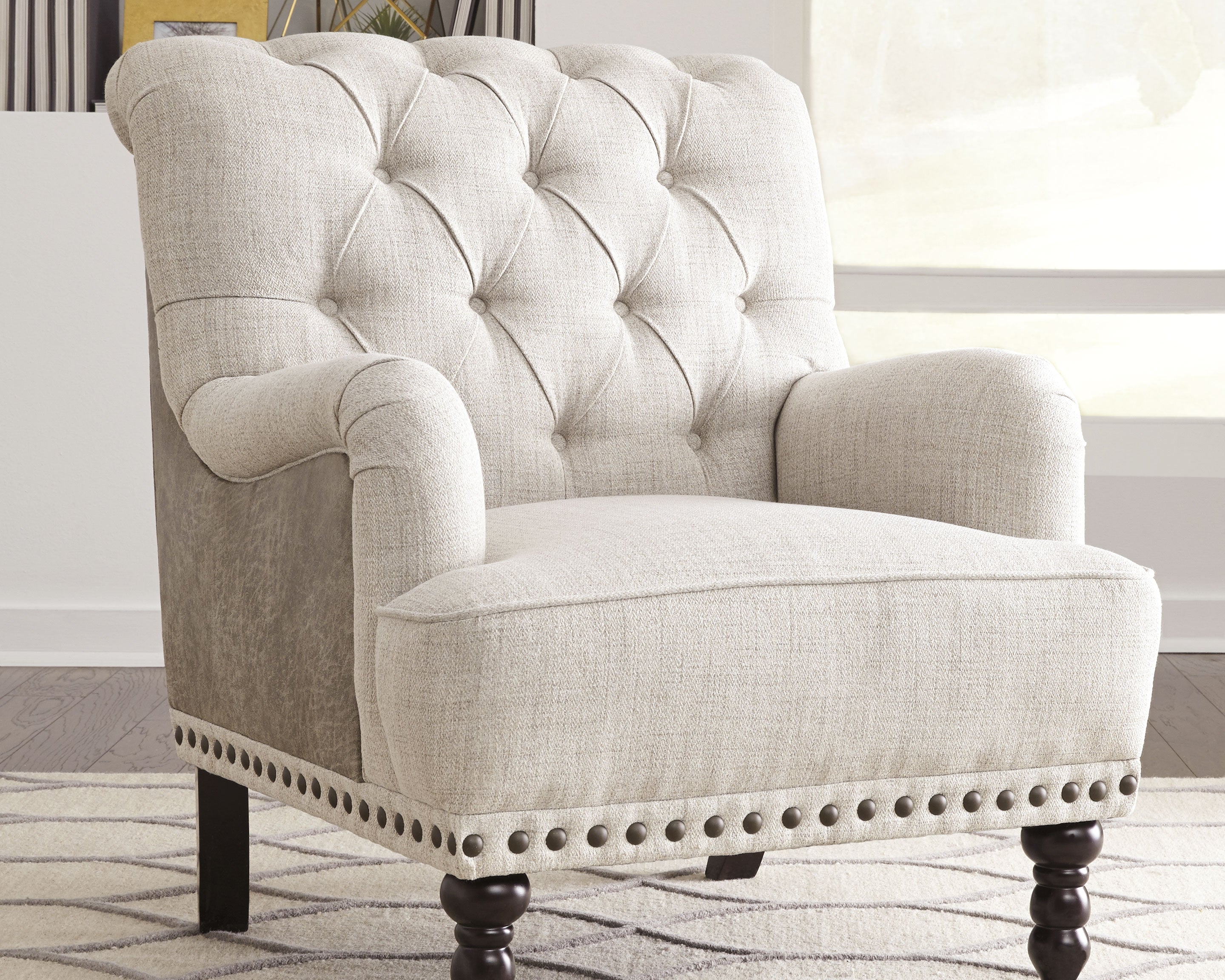 Elite Furniture Outlet - Ashley Furniture - Tartonelle Accent Chair - Accent Chair / Ivory/Taupe - A3000053