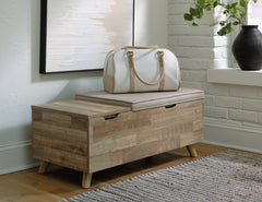 Elite Furniture Outlet - Ashley Furniture - Gerdanet Storage Bench - Storage Bench / Beige/Brown / 39"W x 19"D x 17"H - A3000318