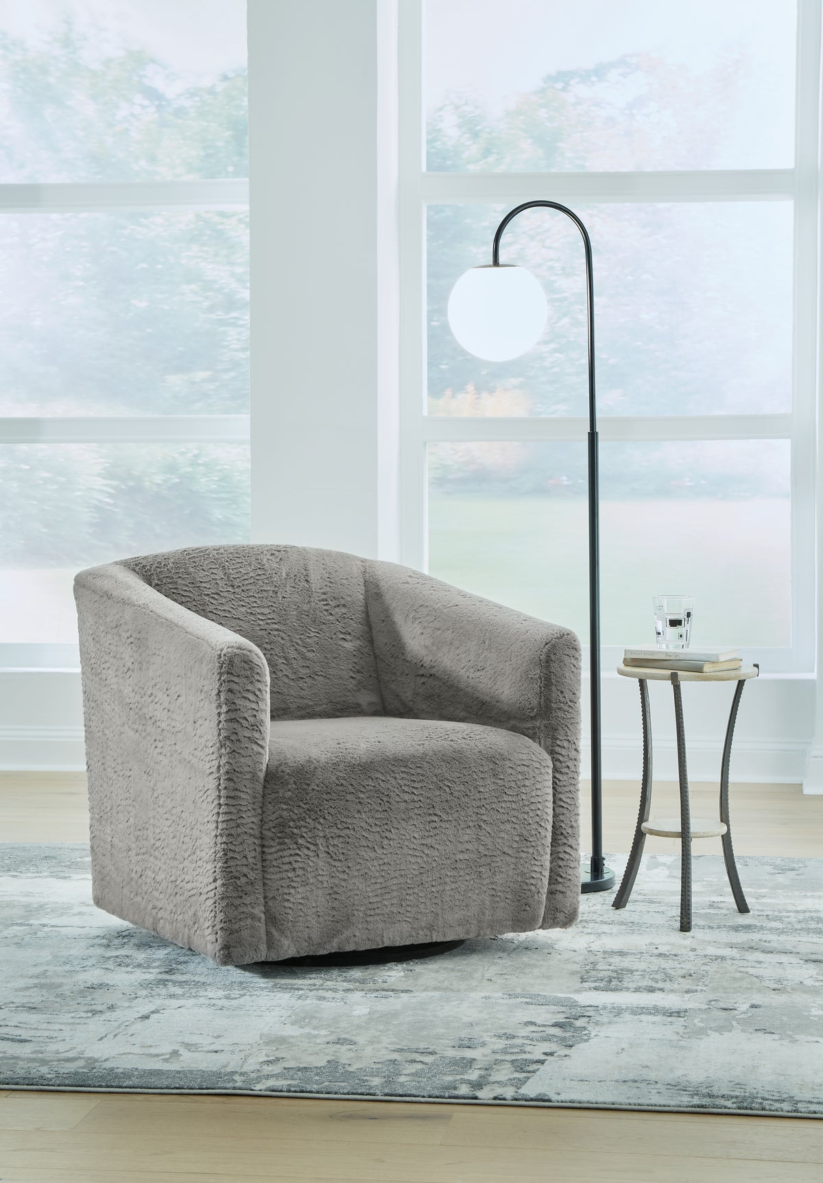 Elite Furniture Outlet - Ashley Furniture - Bramner Accent Chair - Swivel Accent Chair / Charcoal - A3000330