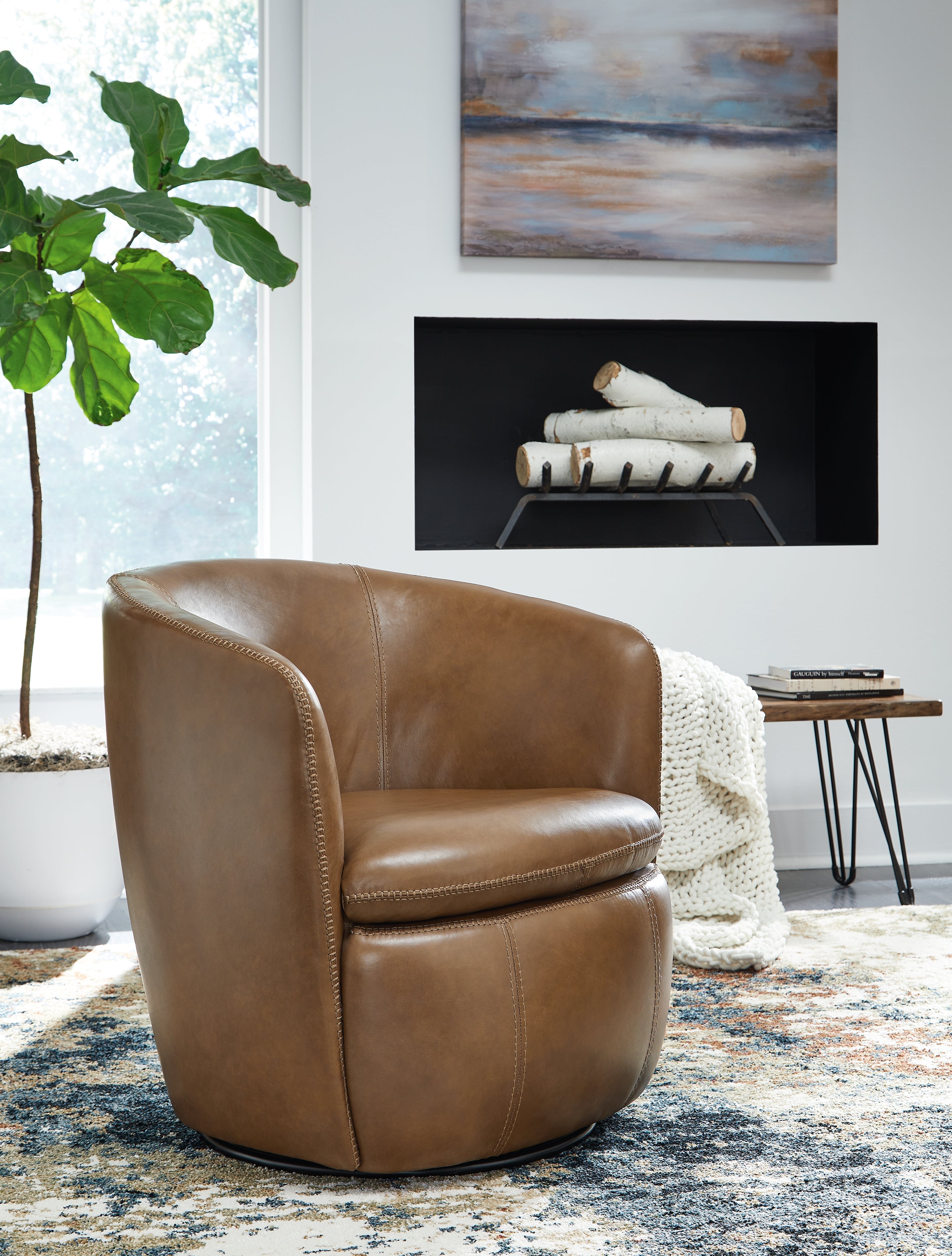 Elite Furniture Outlet - Ashley Furniture - Kierreys Swivel Accent Chair - Swivel Accent Chair / Bone - A3000703