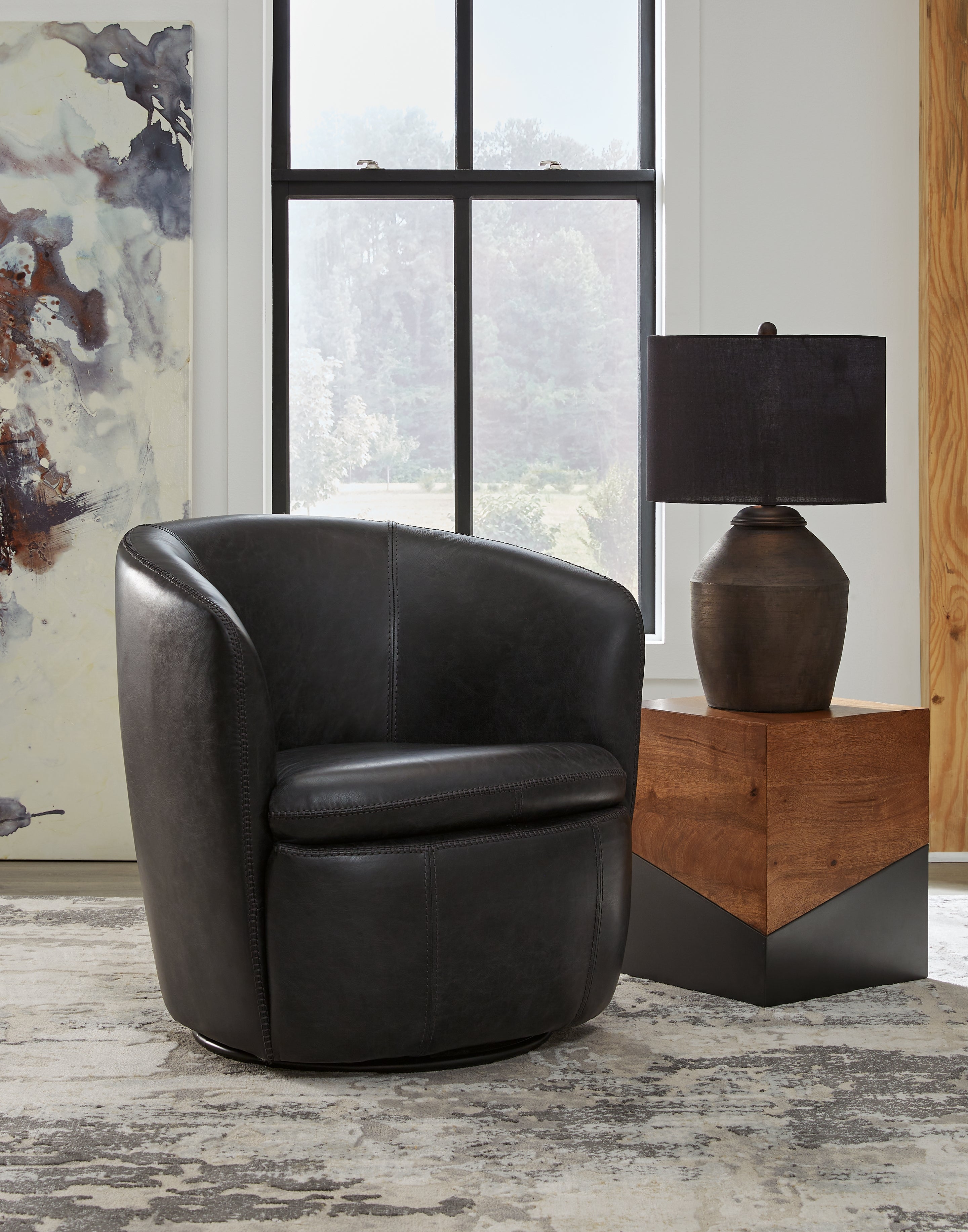 Elite Furniture Outlet - Ashley Furniture - Kierreys Swivel Accent Chair - Swivel Accent Chair / Midnight - A3000702