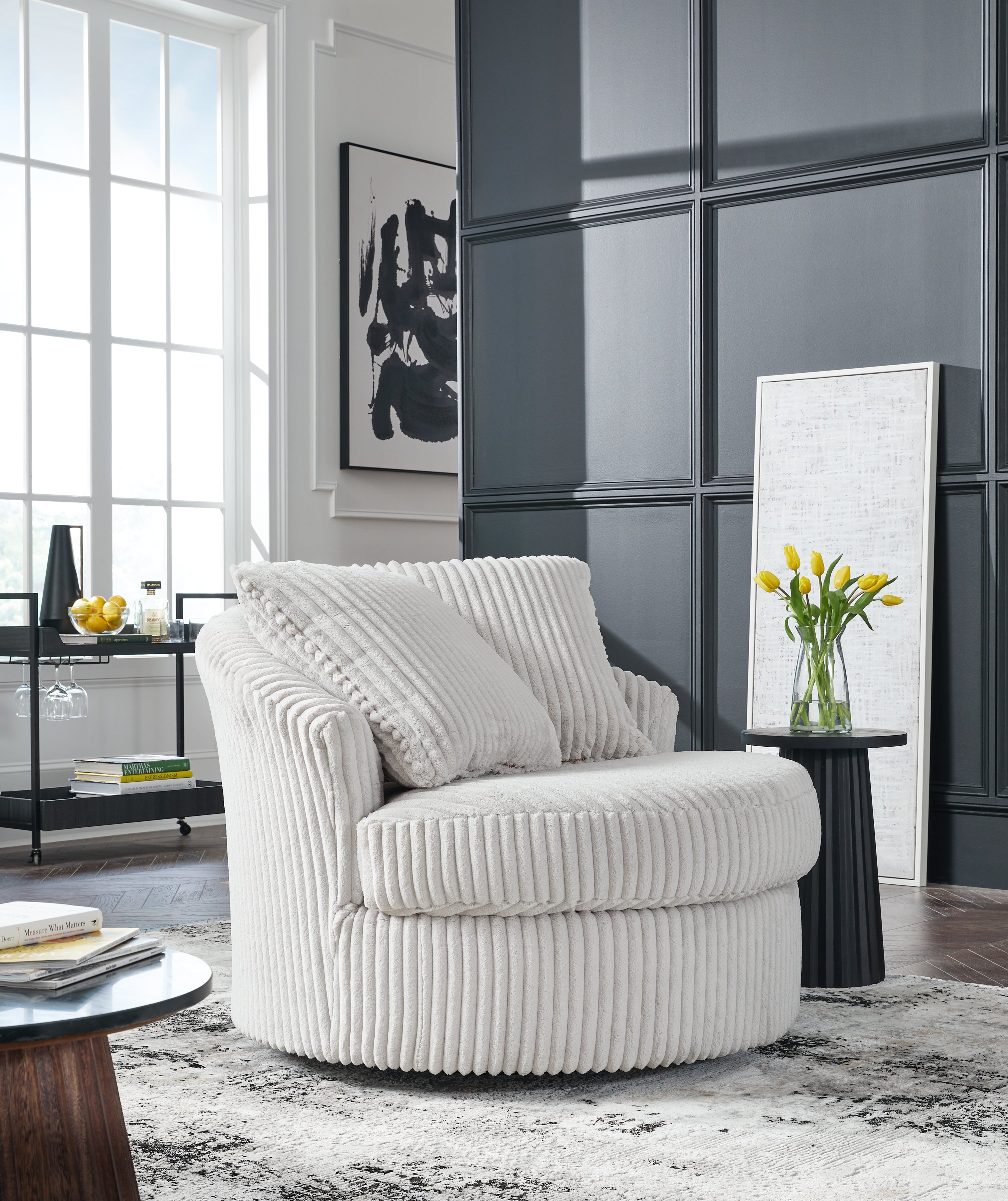 Elite Furniture Outlet - Ashley Furniture - Gramwell Swivel Accent Chair - Swivel Accent Chair / Alloy - A3000724