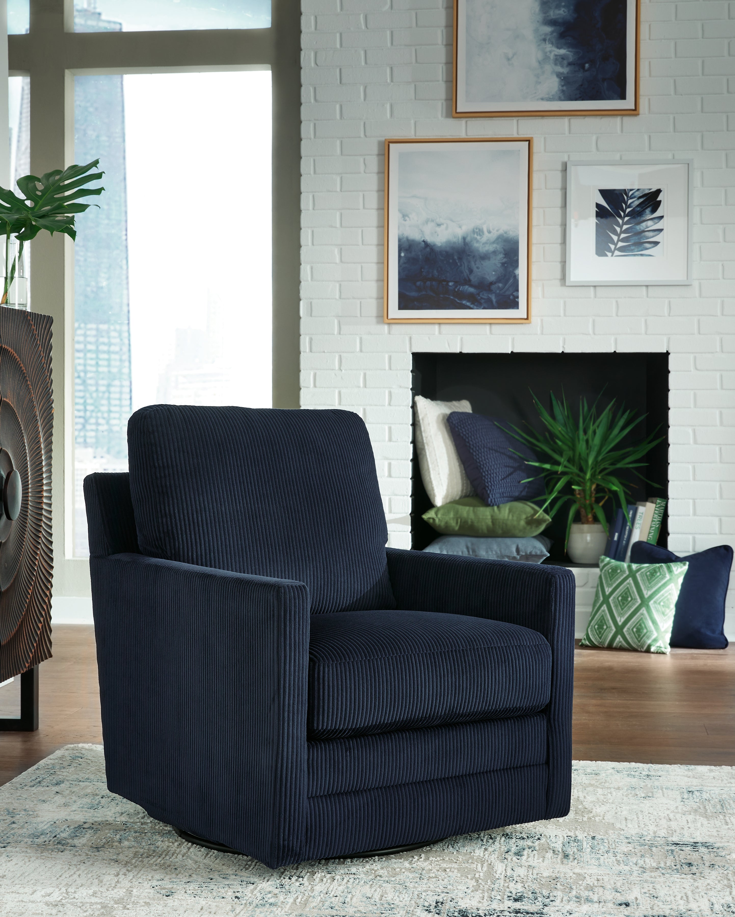 Elite Furniture Outlet - Ashley Furniture - Icaman Swivel Accent Chair - Swivel Accent Chair / Navy - A3000727
