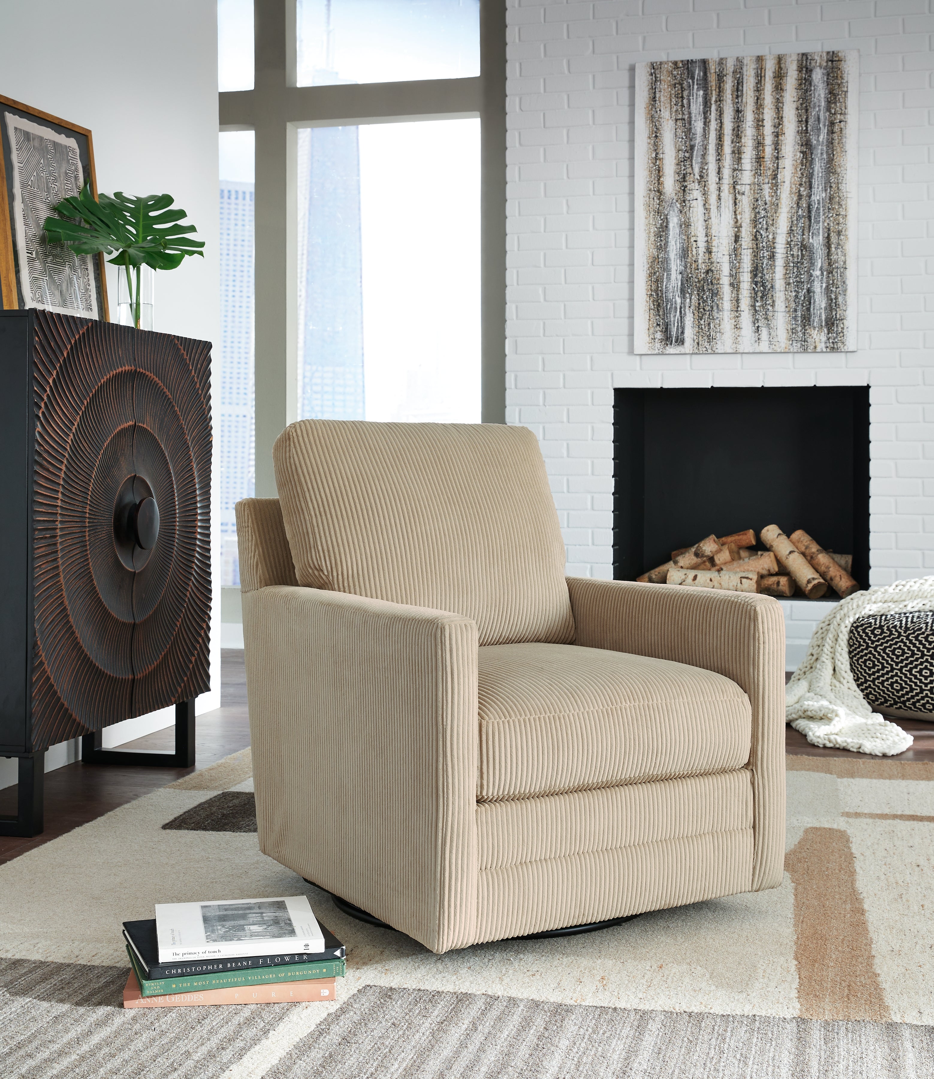 Elite Furniture Outlet - Ashley Furniture - Icaman Swivel Accent Chair - Swivel Accent Chair / Sand - A3000728