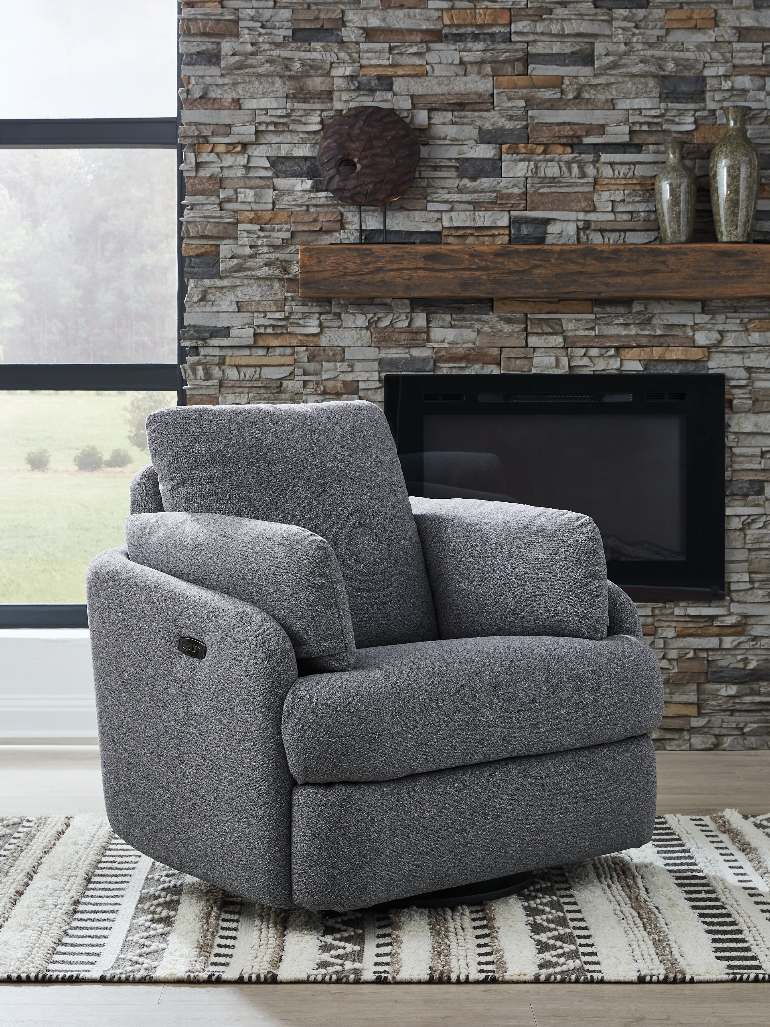 Elite Furniture Outlet - Ashley Furniture - Alainmont Next-Gen Nuvella Swivel Power Recliner - Swivel Power Recliner / Salt and Pepper - A3000738