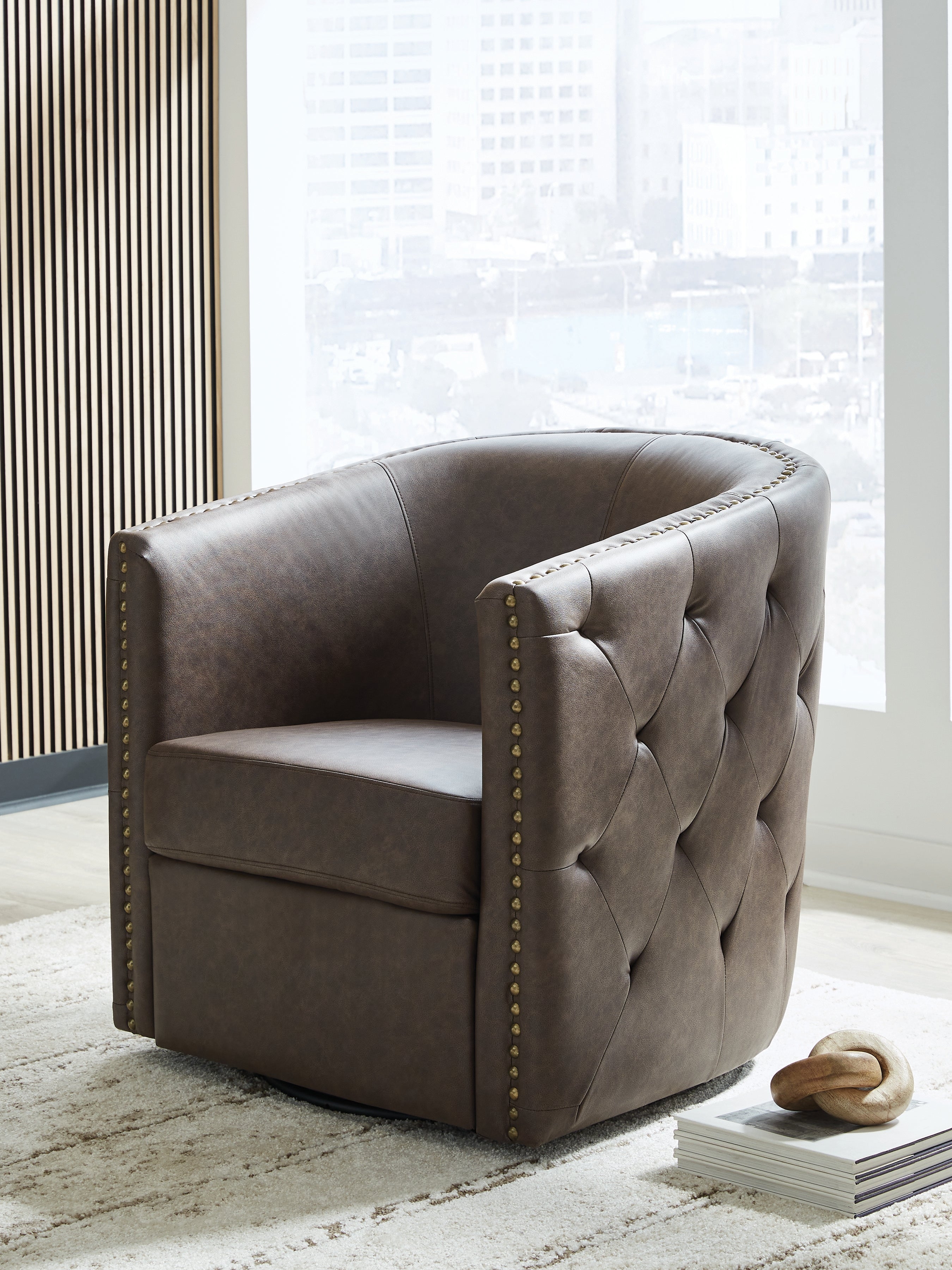 Elite Furniture Outlet - Ashley Furniture - Brentlow Swivel Accent Chair - Swivel Accent Chair / Granite - A3000741