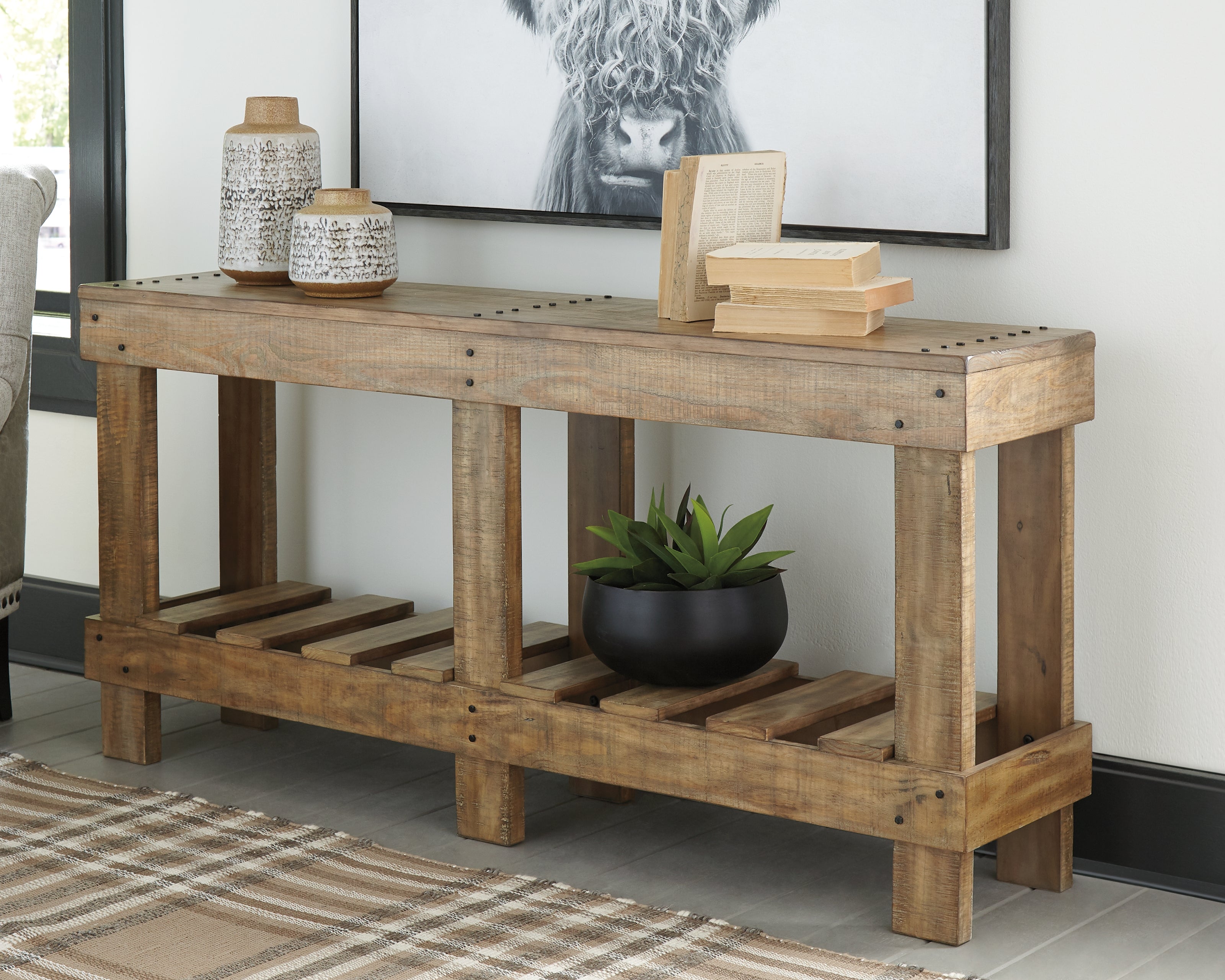 Elite Furniture Outlet - Ashley Furniture - Susandeer Sofa/Console Table - Console Sofa Table / Brown - A4000219