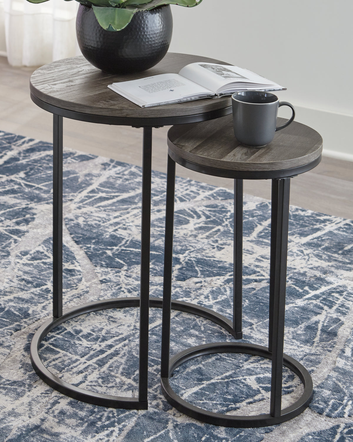 Elite Furniture Outlet - Ashley Furniture - Briarsboro Accent Table (Set of 2) - Accent Table Set (Set of 2) / Black/Gray - A4000231