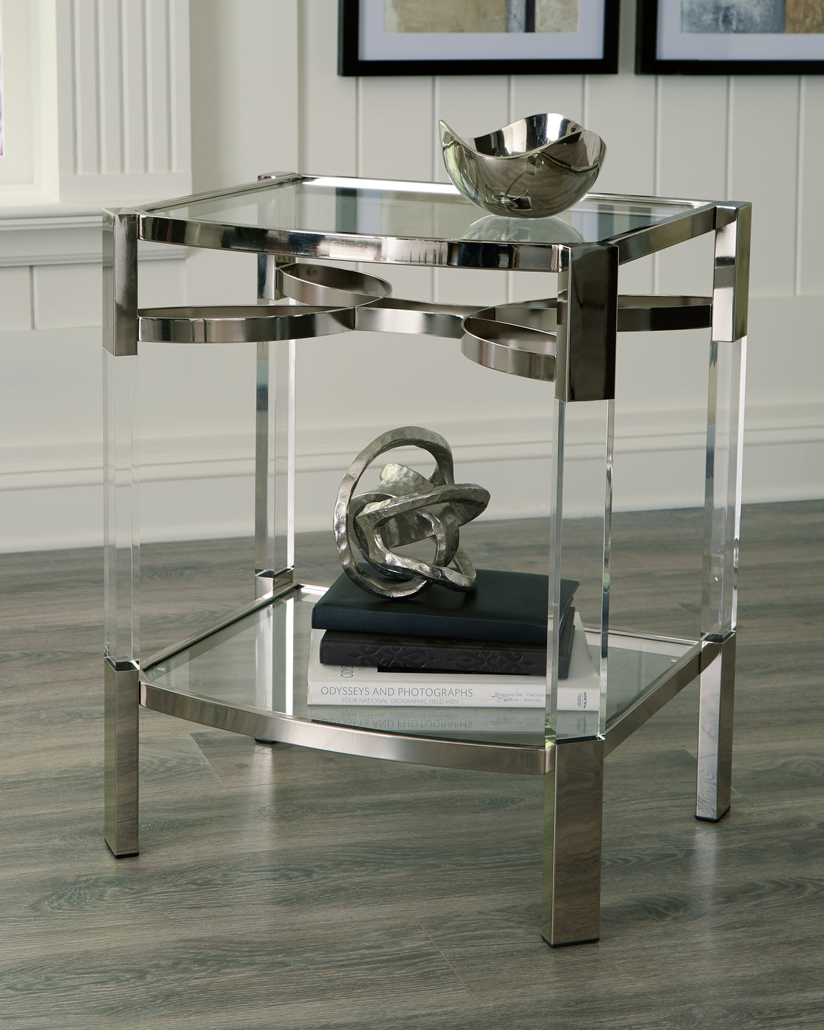 Elite Furniture Outlet - Ashley Furniture - Chaseton Accent Table - Accent Table / Clear/Silver Finish - A4000334