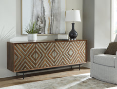 Elite Furniture Outlet - Ashley Furniture - Dreggan Accent Cabinet - Accent Cabinet / Brown/Gold Finish - A4000577