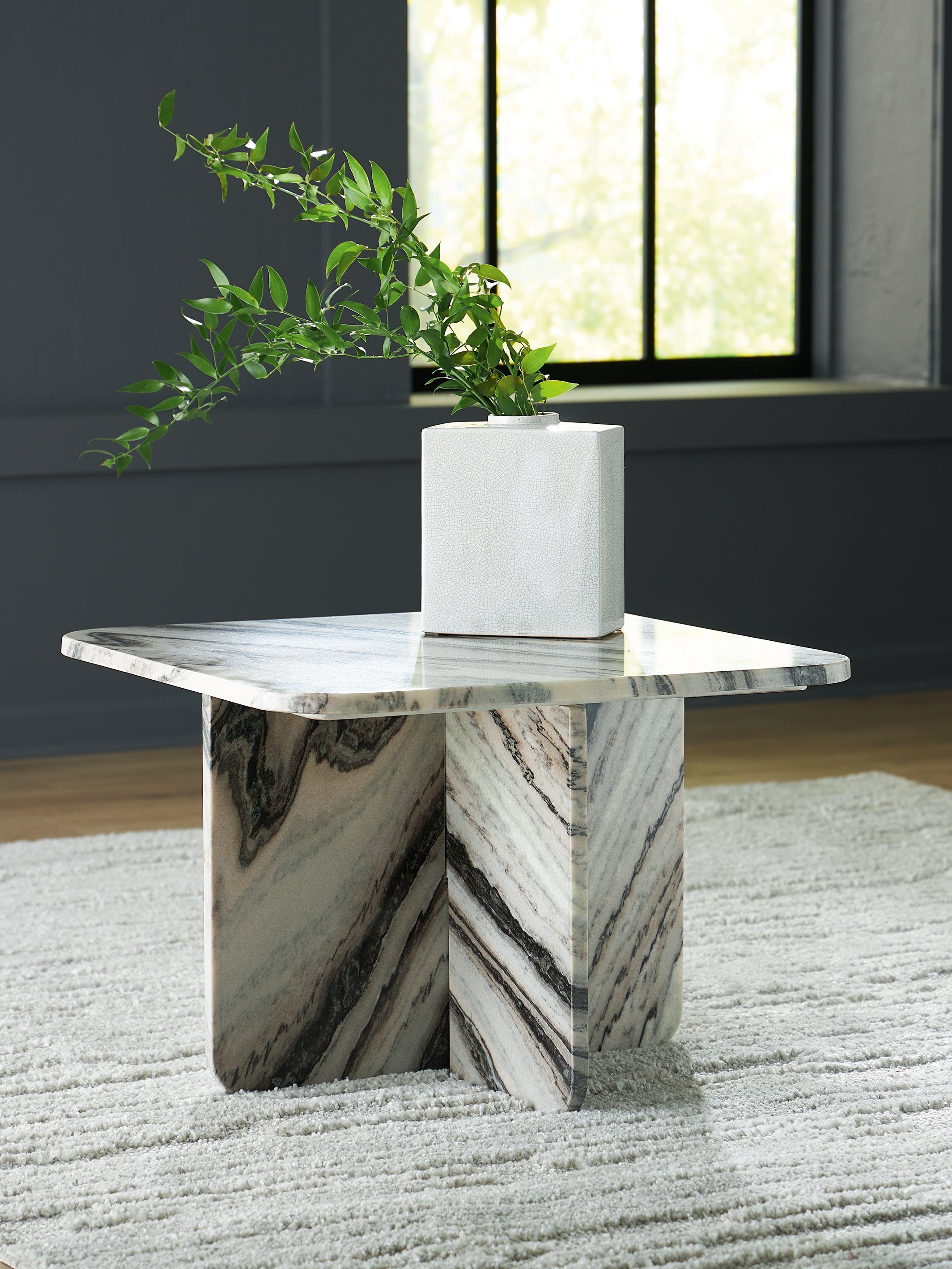 Elite Furniture Outlet - Ashley Furniture - Baretton Accent Coffee Table - Accent Cocktail Table / Black/White/Taupe - A4000670