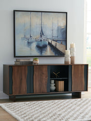 Elite Furniture Outlet - Ashley Furniture - Welby Accent Cabinet - Accent Cabinet / Brown/Charcoal - A4000679