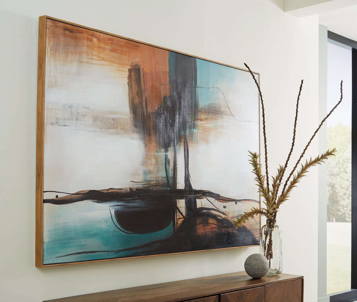 Elite Furniture Outlet - Ashley Furniture - Brunonia Wall Decor - Wall Art / Teal/Orange/Black - A8000337