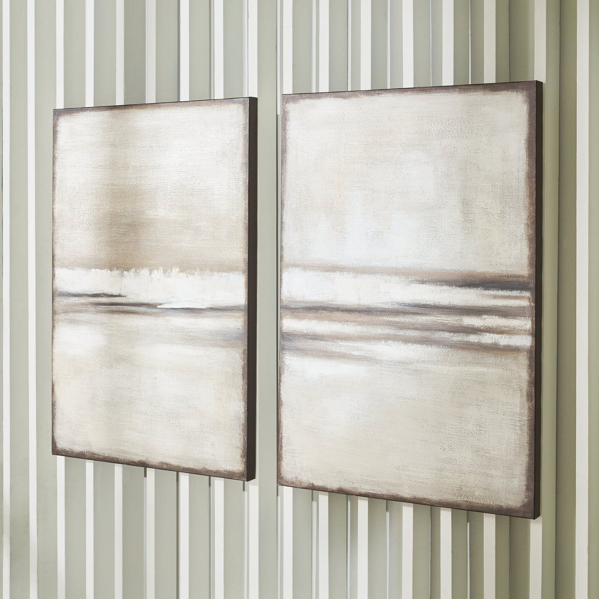 Elite Furniture Outlet - Ashley Furniture - Brockdunn Wall Decor - Wall Art Set (Set of 2) / Tan/Brown - A8000403