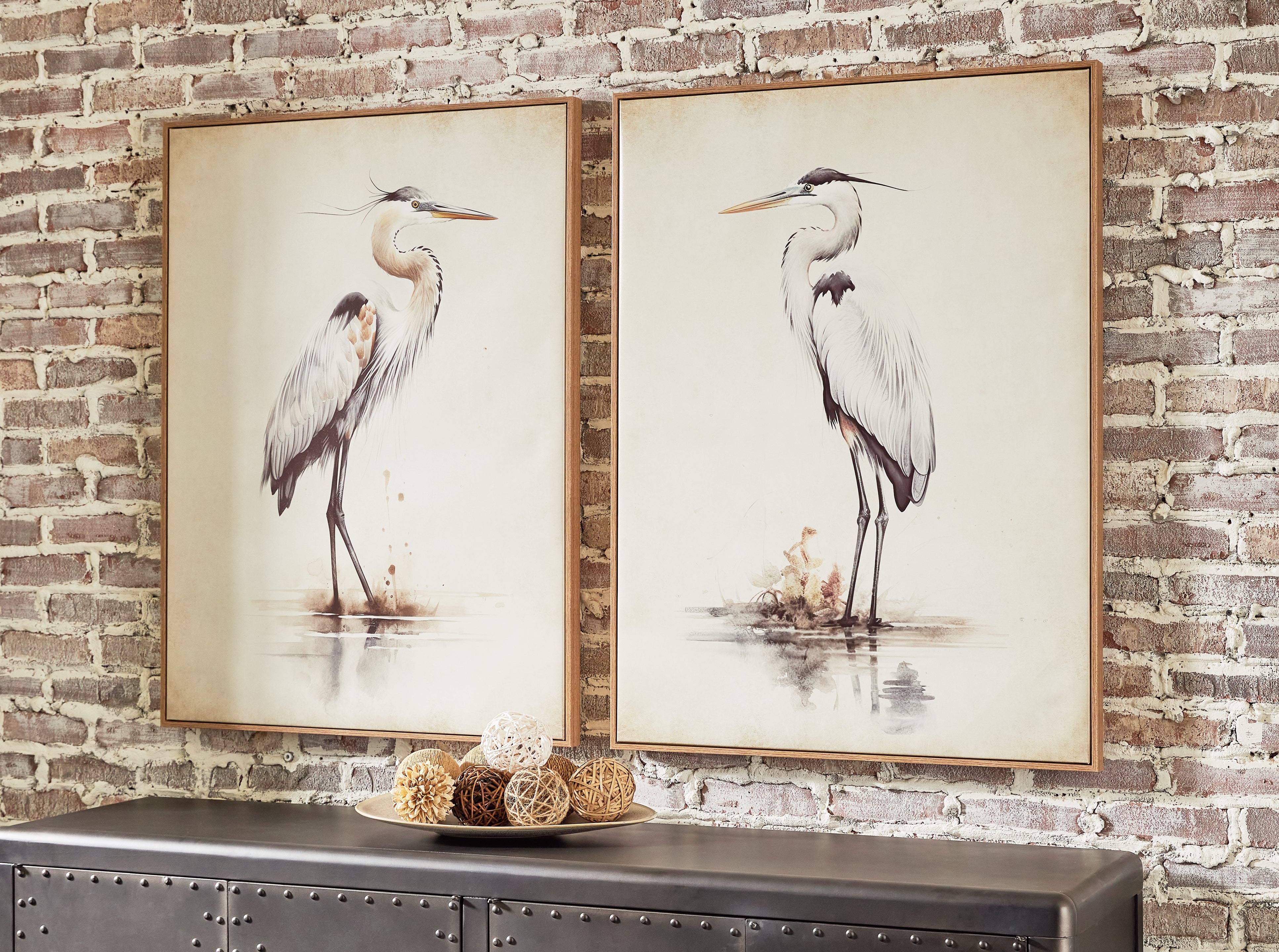 Elite Furniture Outlet - Ashley Furniture - Aubinell Wall Decor - Wall Art Set (Set of 2) / Beige - A8000414