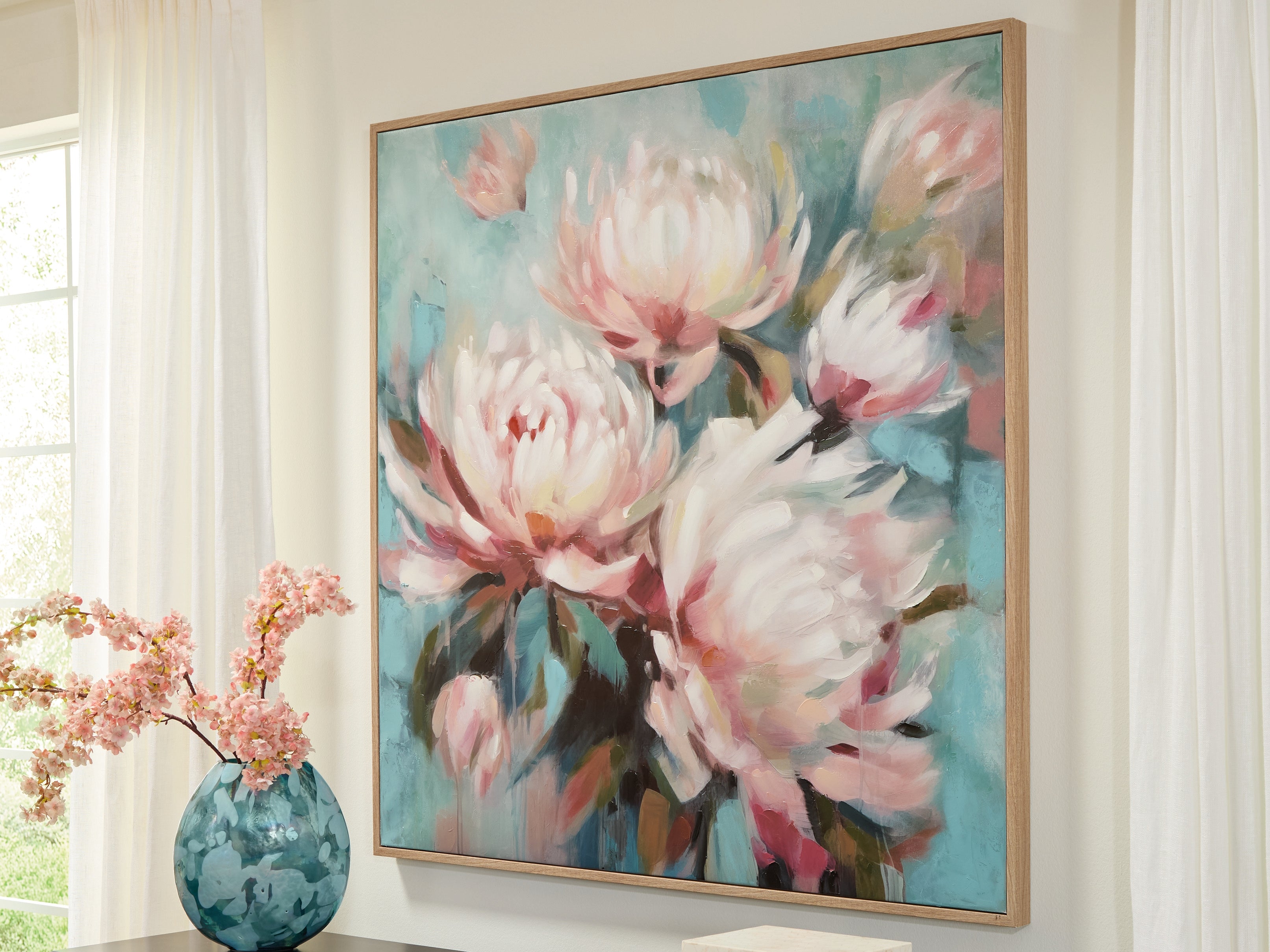 Elite Furniture Outlet - Ashley Furniture - Parryville Wall Decor - Wall Art / Aqua/Pink - A8000440