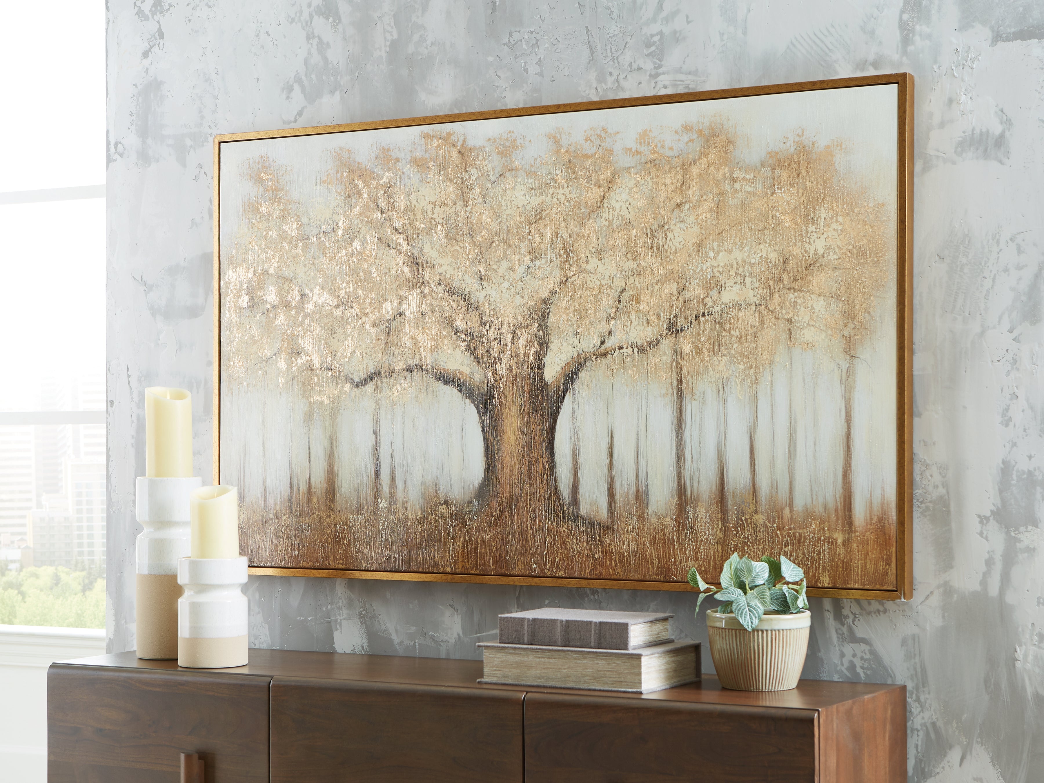 Elite Furniture Outlet - Ashley Furniture - Dalewick Wall Decor - Wall Art / Brown/Gray/Gold Finish - A8000448