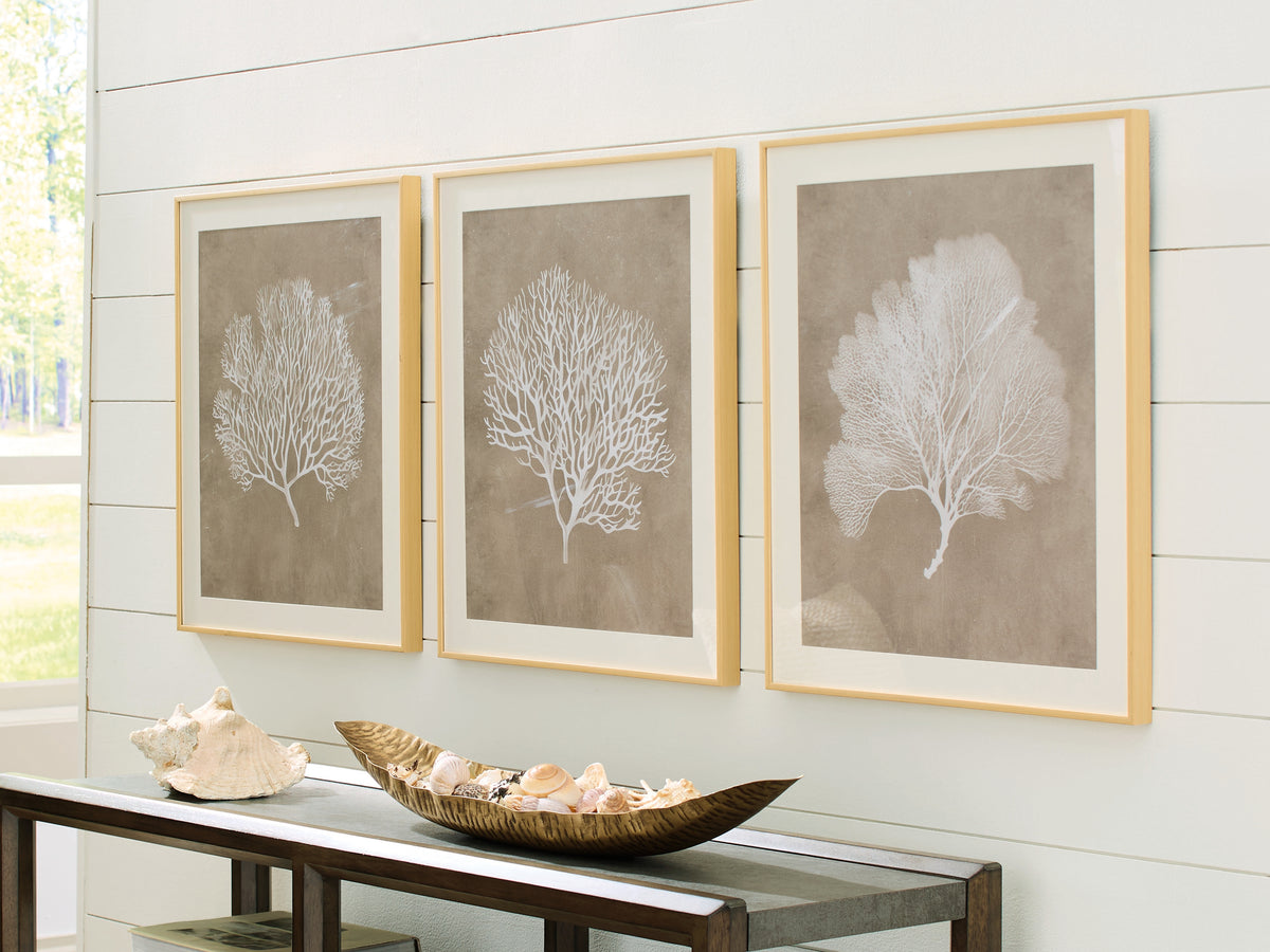 Elite Furniture Outlet - Ashley Furniture - Hendridge Wall Decor - Wall Art Set (3/CN) / Taupe/White - A8000486