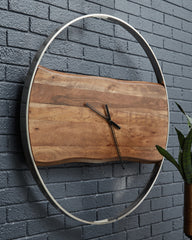 Elite Furniture Outlet - Ashley Furniture - Panchali Wall Decor - Wall Clock / Brown/Silver Finish - A8010198