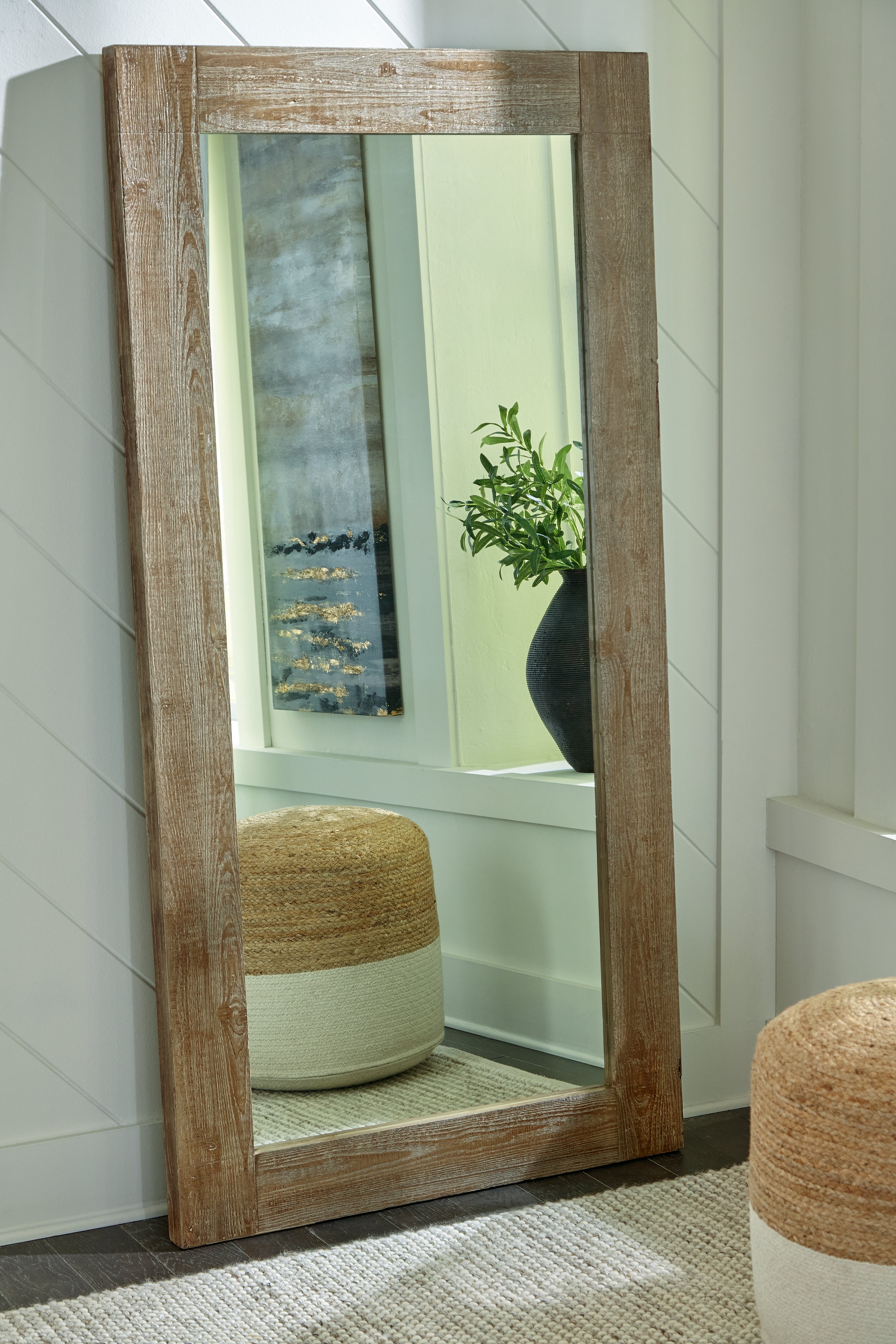 Elite Furniture Outlet - Ashley Furniture - Waltleigh Mirror - Floor Mirror / Distressed Brown - A8010278
