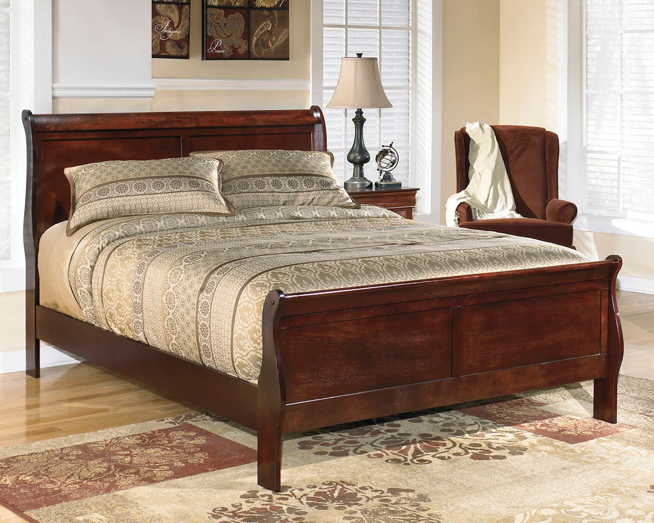 Elite Furniture Outlet - Ashley Furniture - Alisdair Bedroom - California King Sleigh Bed / Reddish Brown - B376B9