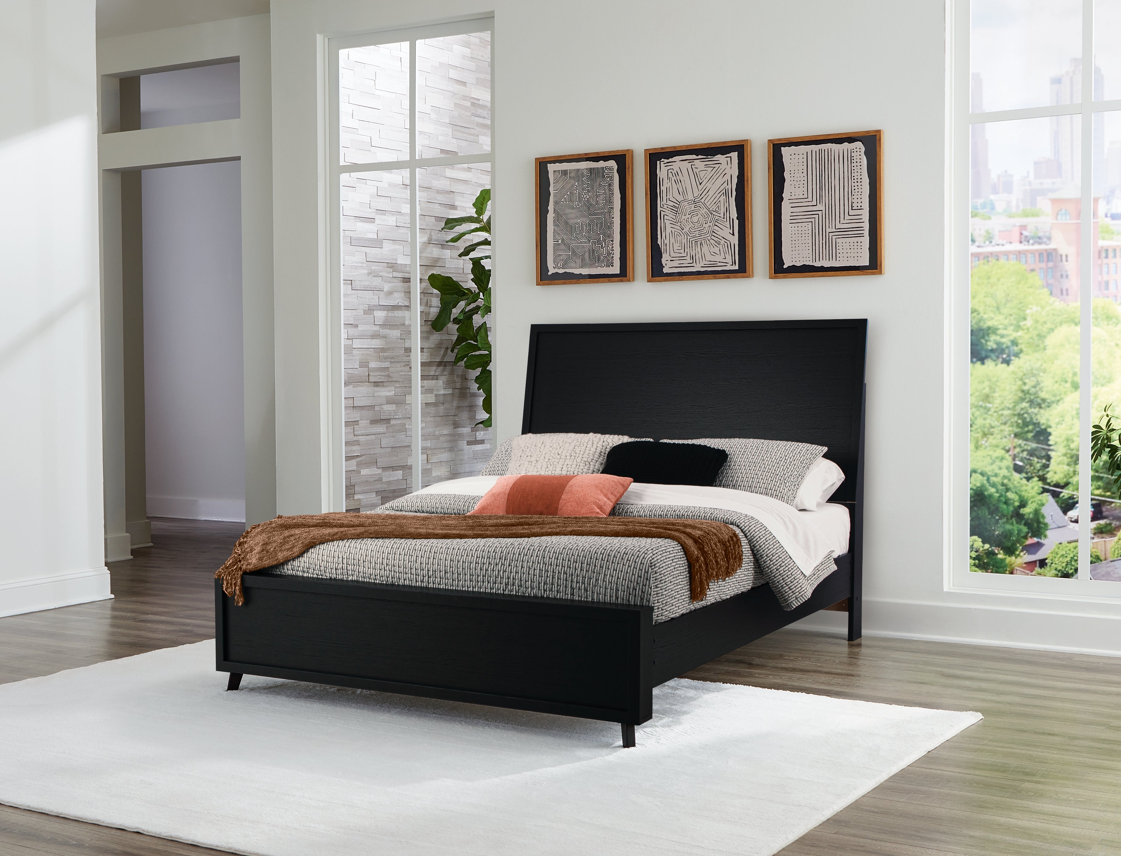Elite Furniture Outlet - Ashley Furniture - Danziar Bedroom - Queen Panel Bed / Black - B1013B2