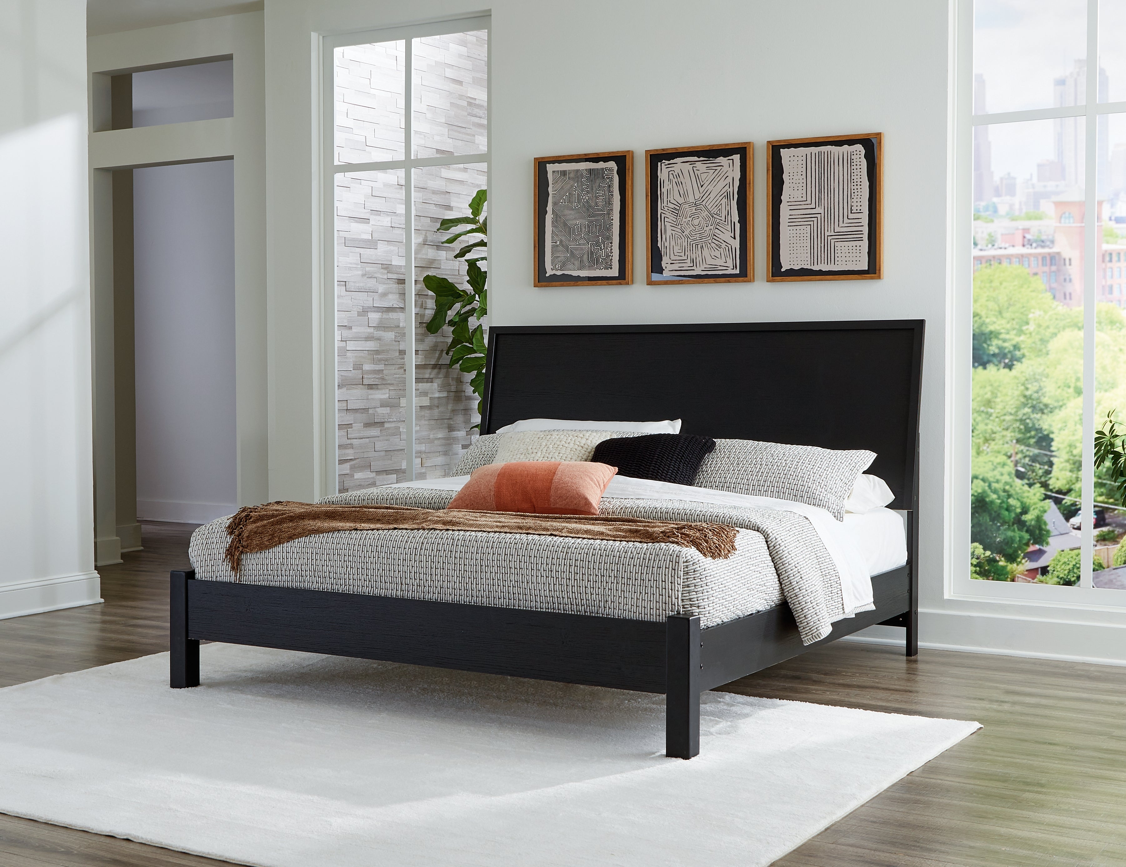 Elite Furniture Outlet - Ashley Furniture - Danziar Bedroom - King Panel Bed / Black - B1013B10