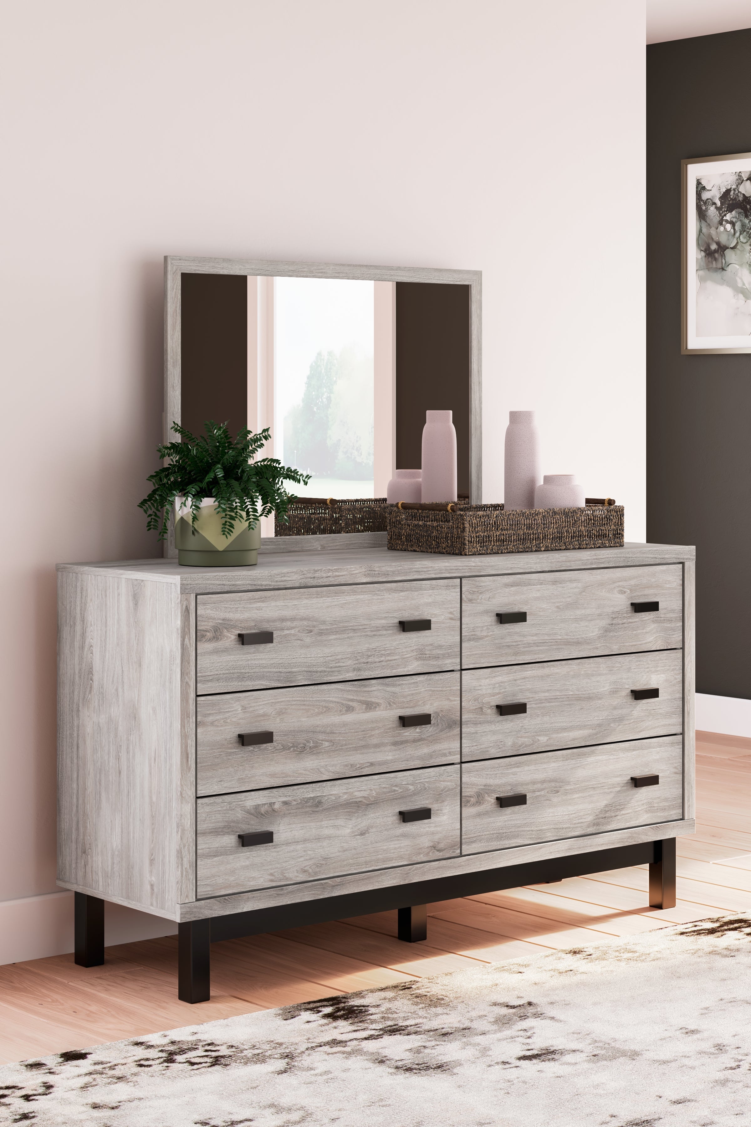 Elite Furniture Outlet - Ashley Furniture - Vessalli Bedroom - Dresser and Mirror / Gray - B1036B1