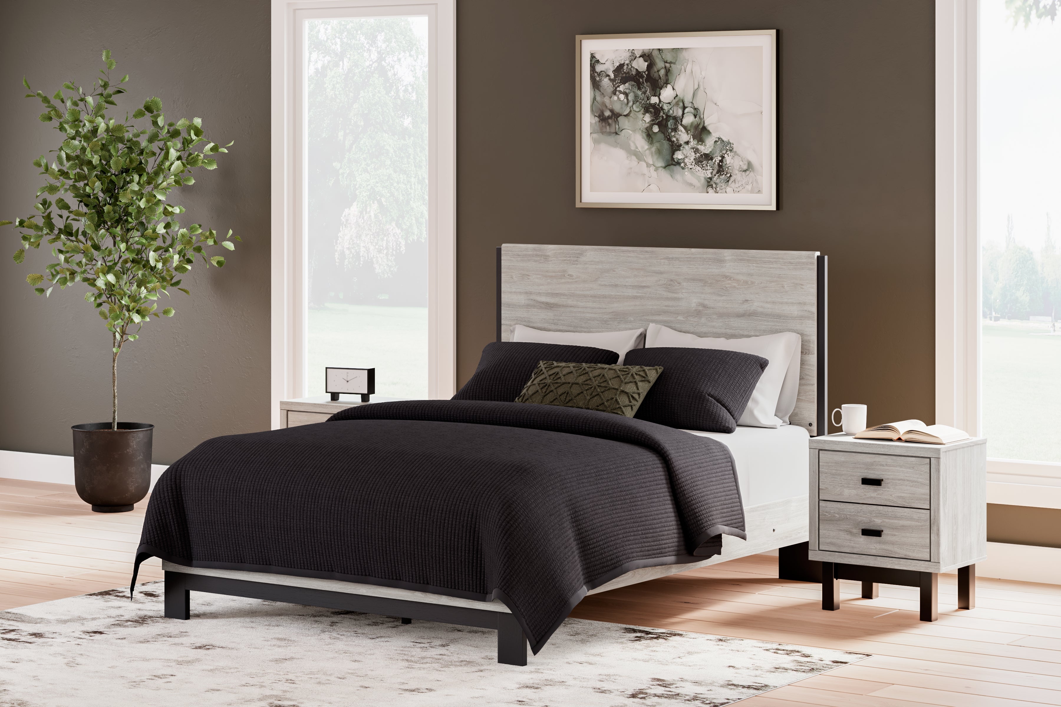 Elite Furniture Outlet - Ashley Furniture - Vessalli Bedroom - Queen Panel Bed / Gray - B1036B2
