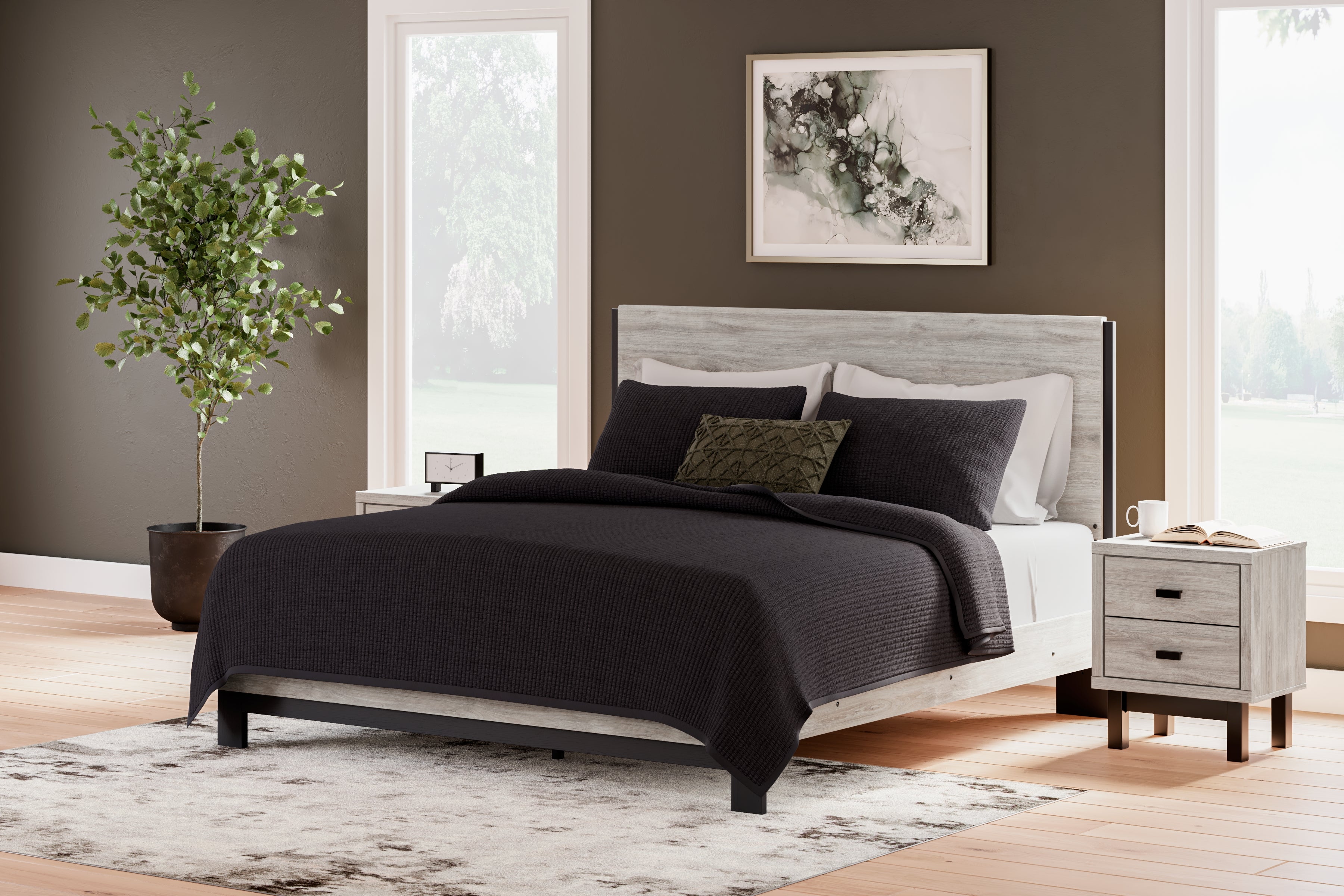 Elite Furniture Outlet - Ashley Furniture - Vessalli Bedroom - King Panel Bed / Gray - B1036B7