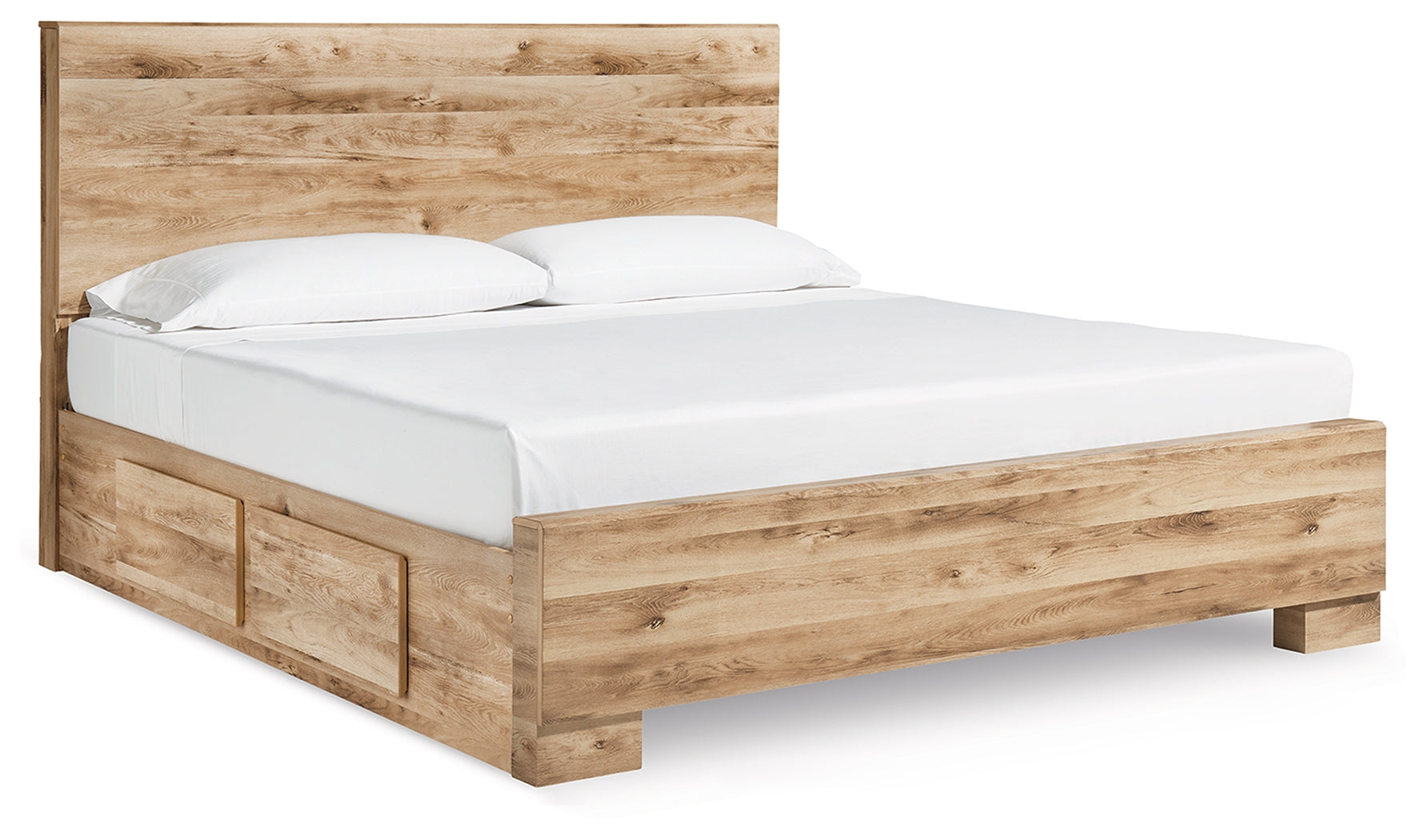 Elite Furniture Outlet - Ashley Furniture - Hyanna Bedroom - King Panel Bed with 2 Side Storage / Tan Brown - B1050B33